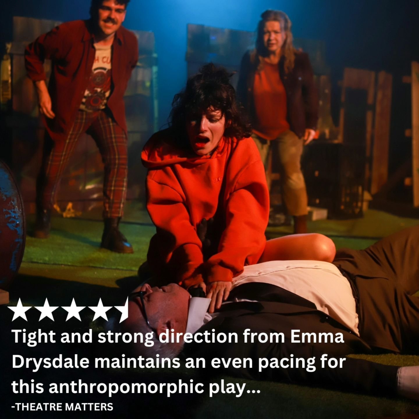 Excellent work done by our amazing director, Emma! Come see this epic and unique work yourself!

Three more shows to be enchanted by the violence of First Love. See the play everyone is talking about.

First Love the Revolution must close on 16 Novem