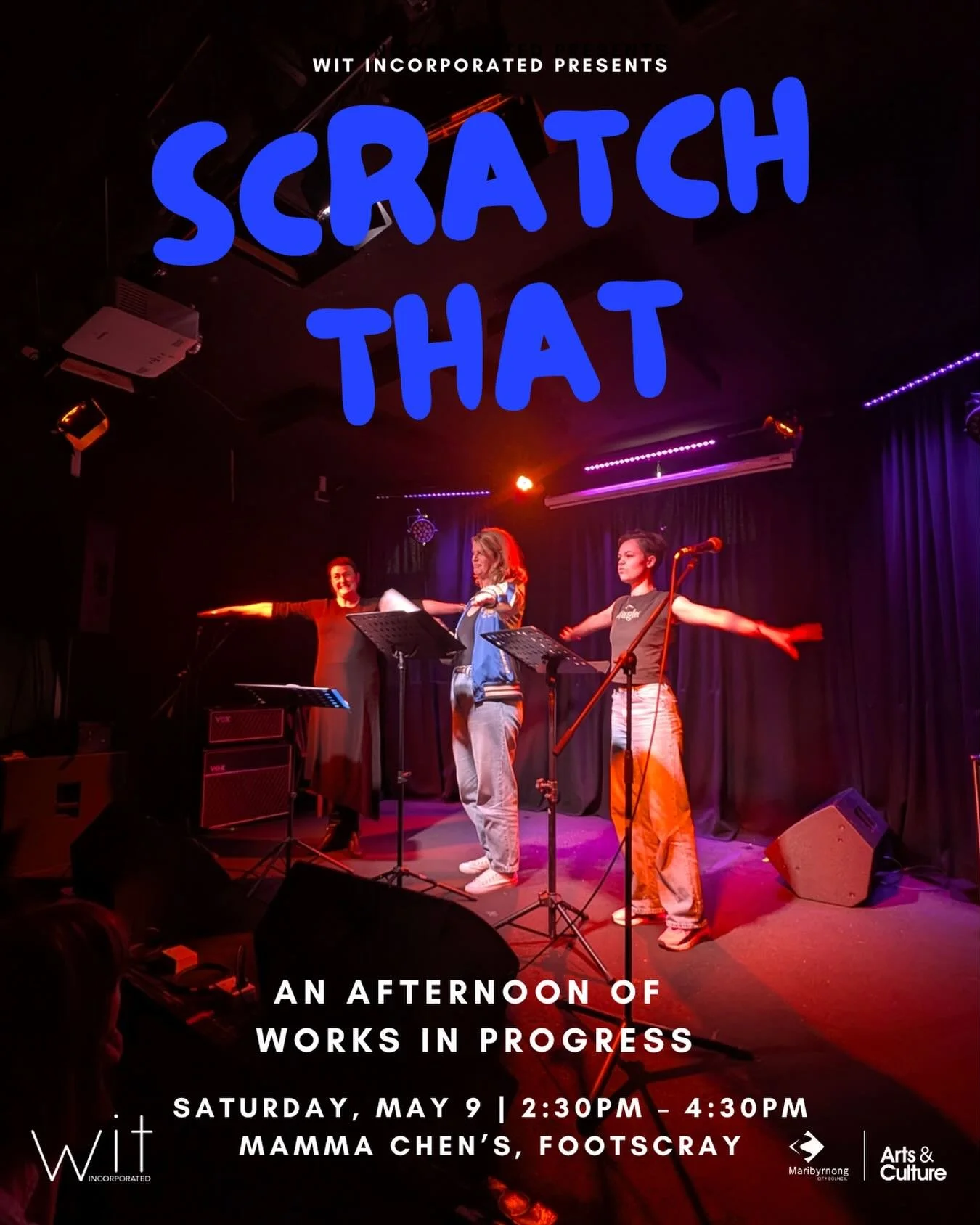 SCRATCH THAT
An Afternoon of Works in Progress
Saturday, May 9 | 2.30pm &ndash; 4.30pm
@mammachens&nbsp;Footscray

Join us for a relaxed and inspiring afternoon at Scratch That, where we&rsquo;re unearthing the freshest new talent and their bold, new