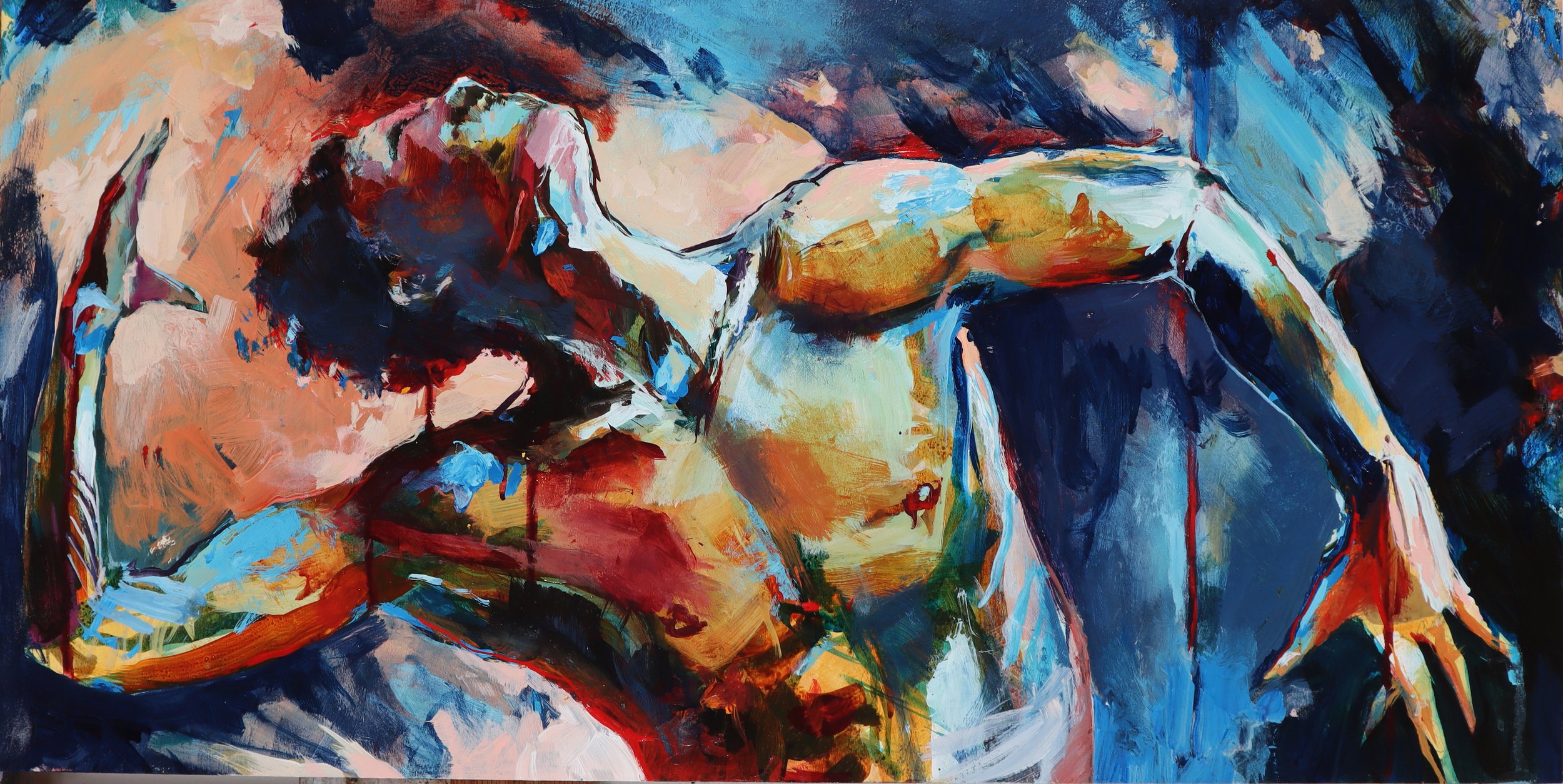  “Untitled Male Upper Body”   acrylic on birch panel  12x24in  ORIGINAL SOLD 