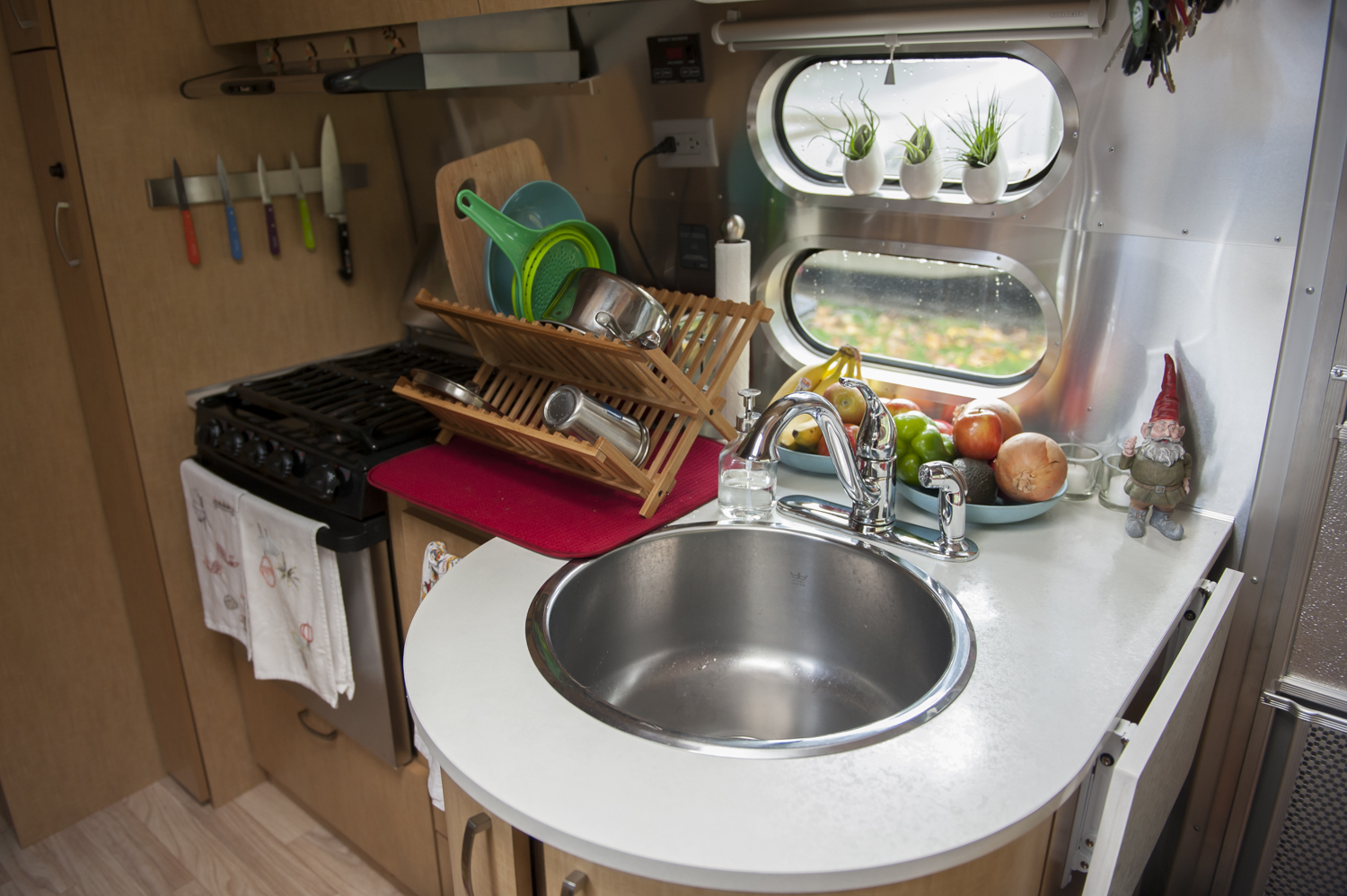 The kitchen! Not a lot of counter space but we make it work. 