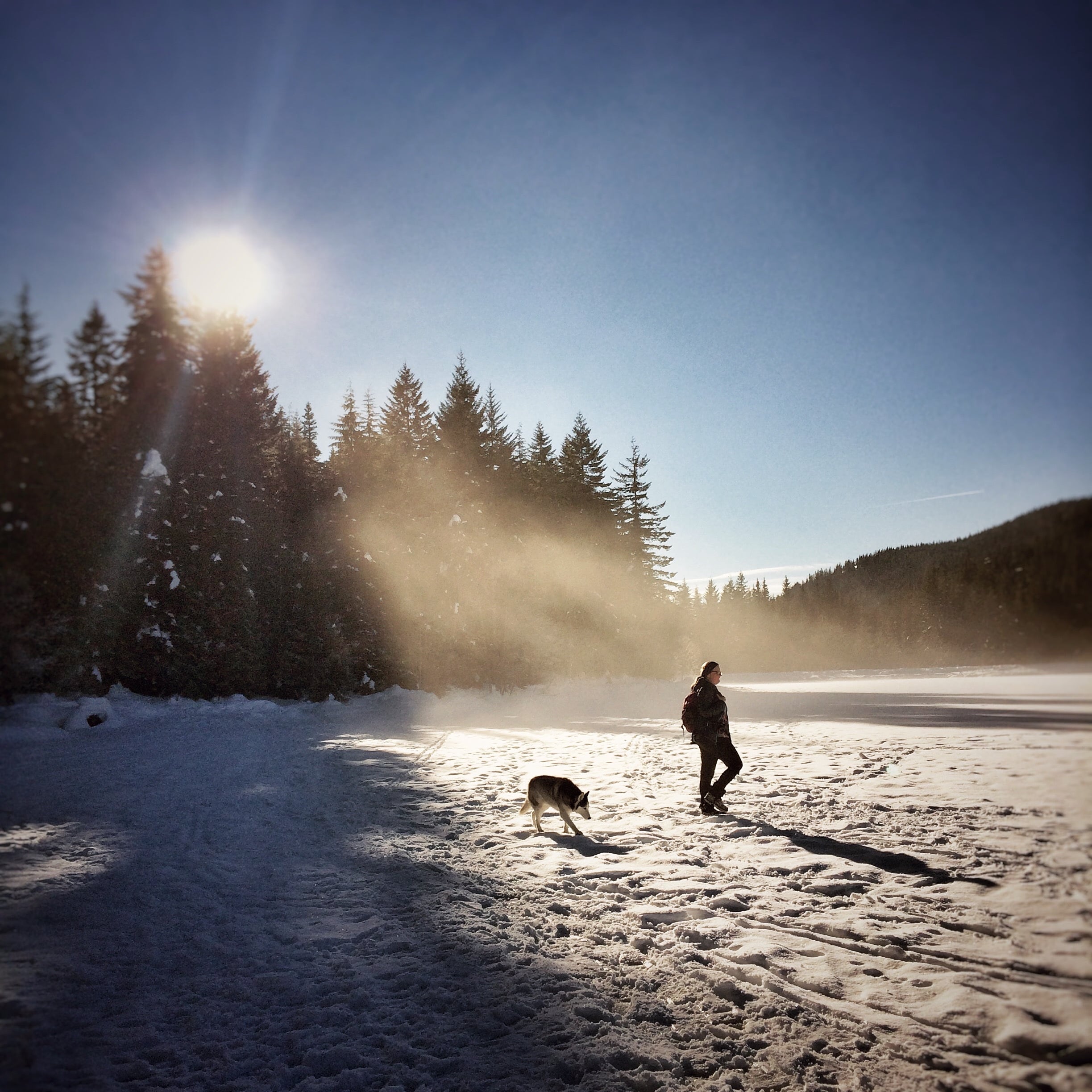 Testing out the ice on the lake