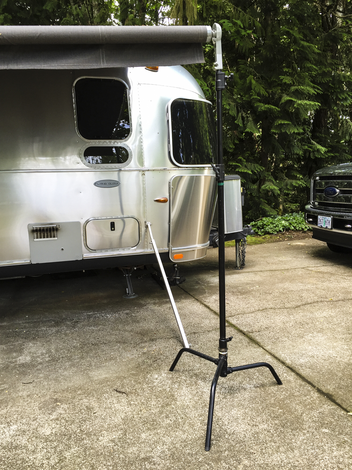 One of the many uses for a C-Stand....