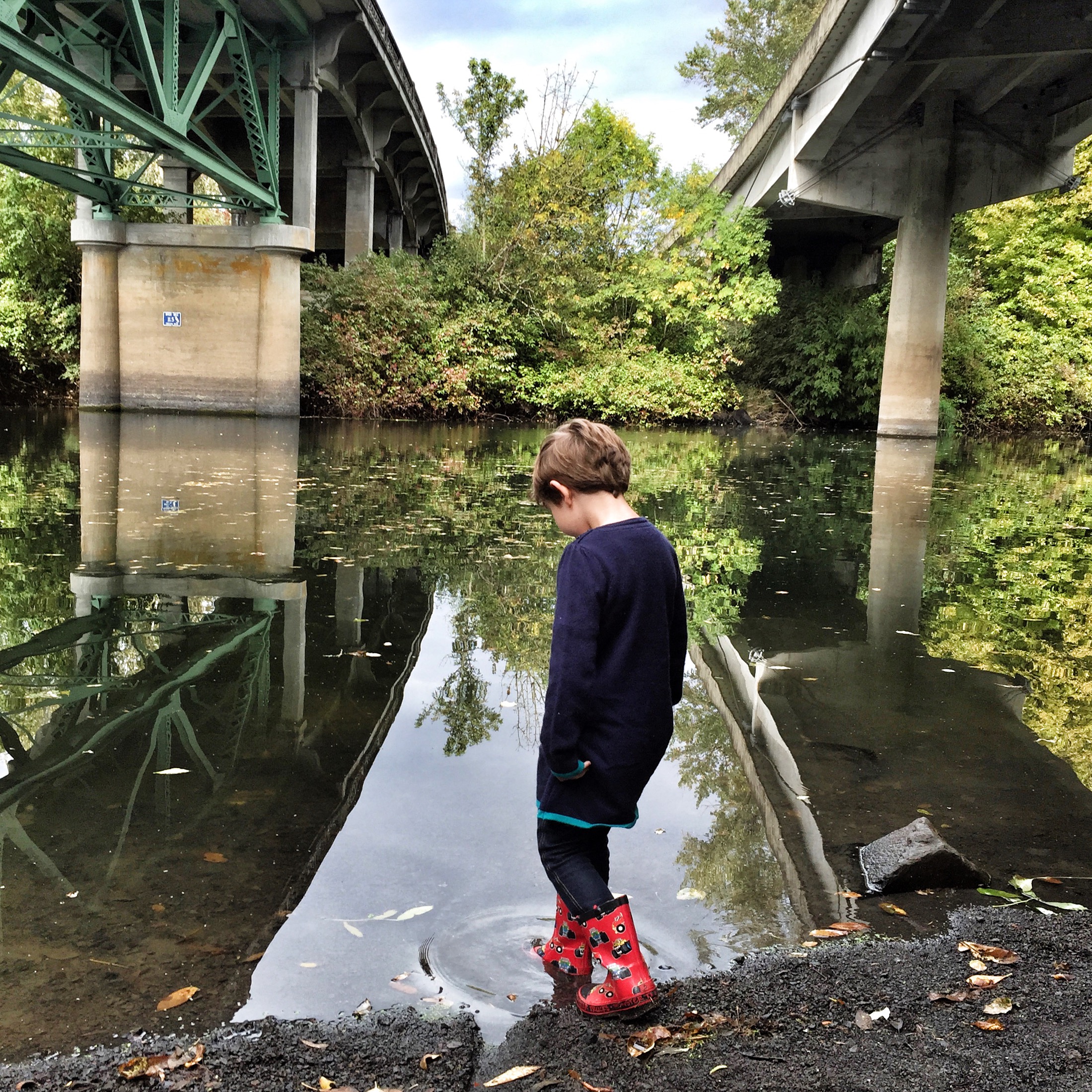 Our sweet friend Aggie explores down by the river.