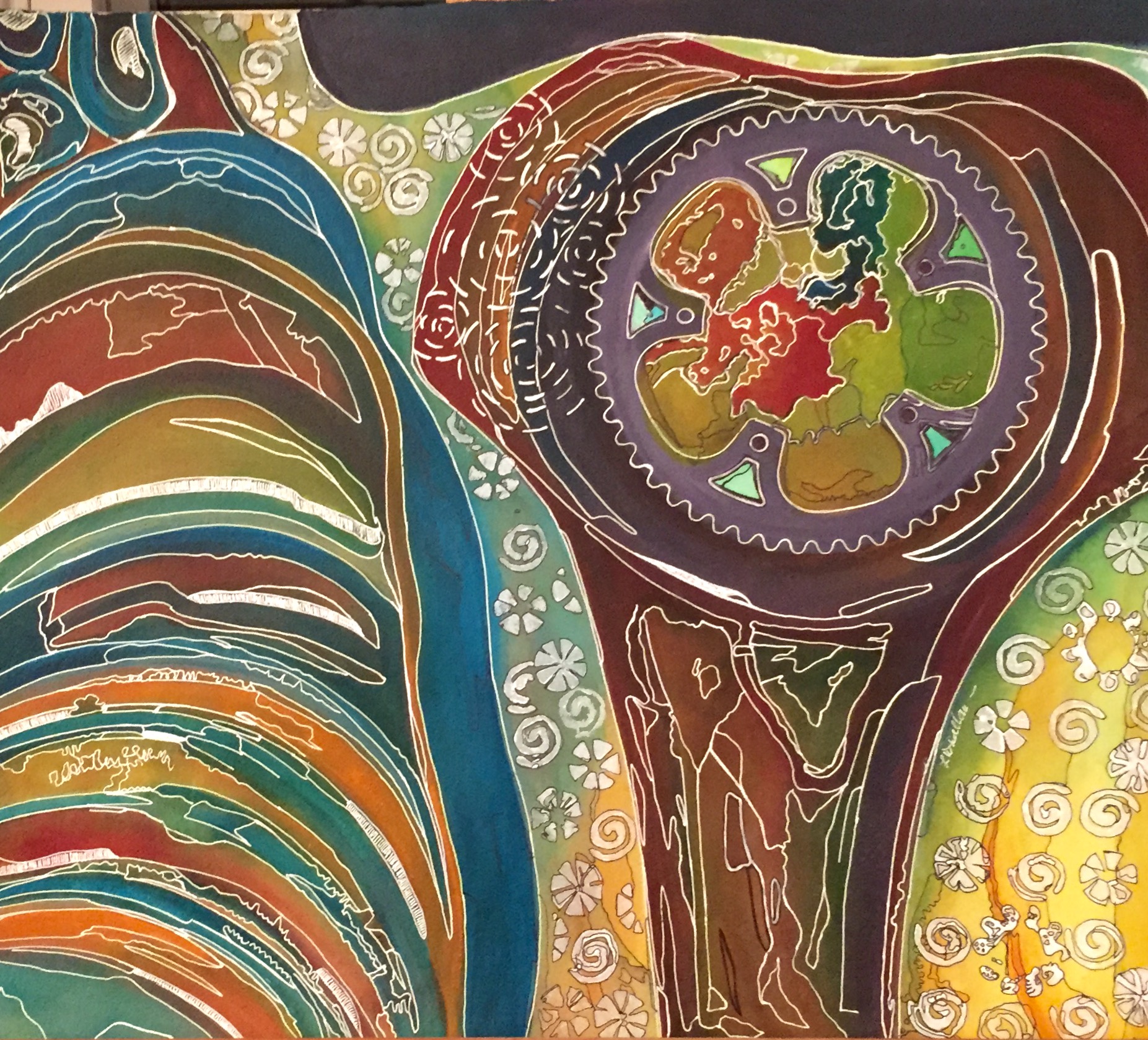 " Spinning Shoulder" Mixed Media 22x"28