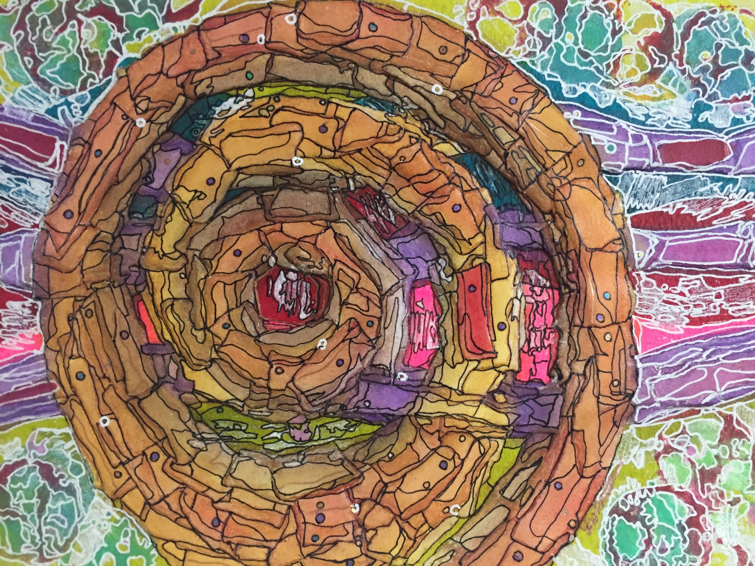"A Straw Wattle" mixed media "11x"7.75