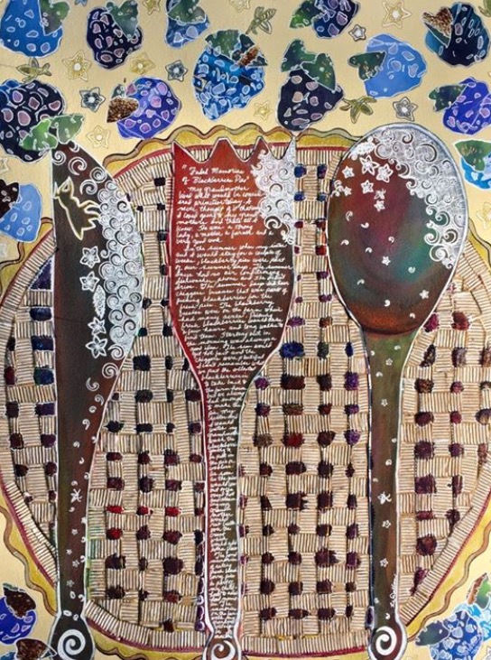 "Grannies Blackberries Pie" Mixed Media 22x"30 NFS