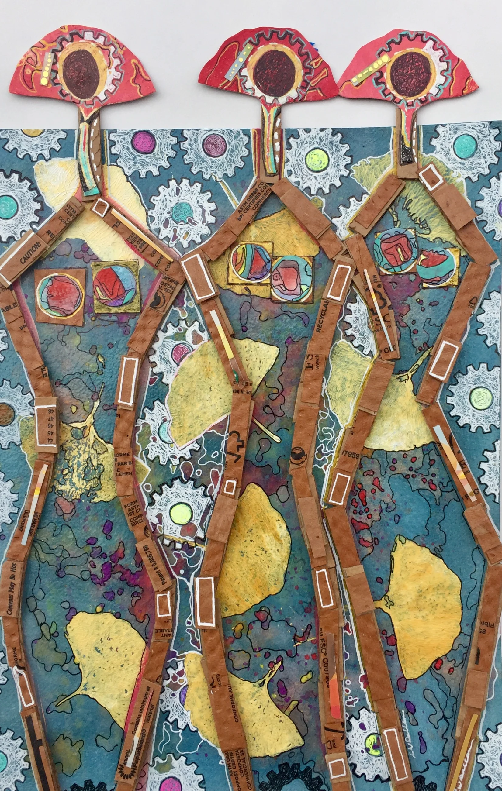 "Three Redheads" mixed media 16 x "11 donated to Meals on Wheels
