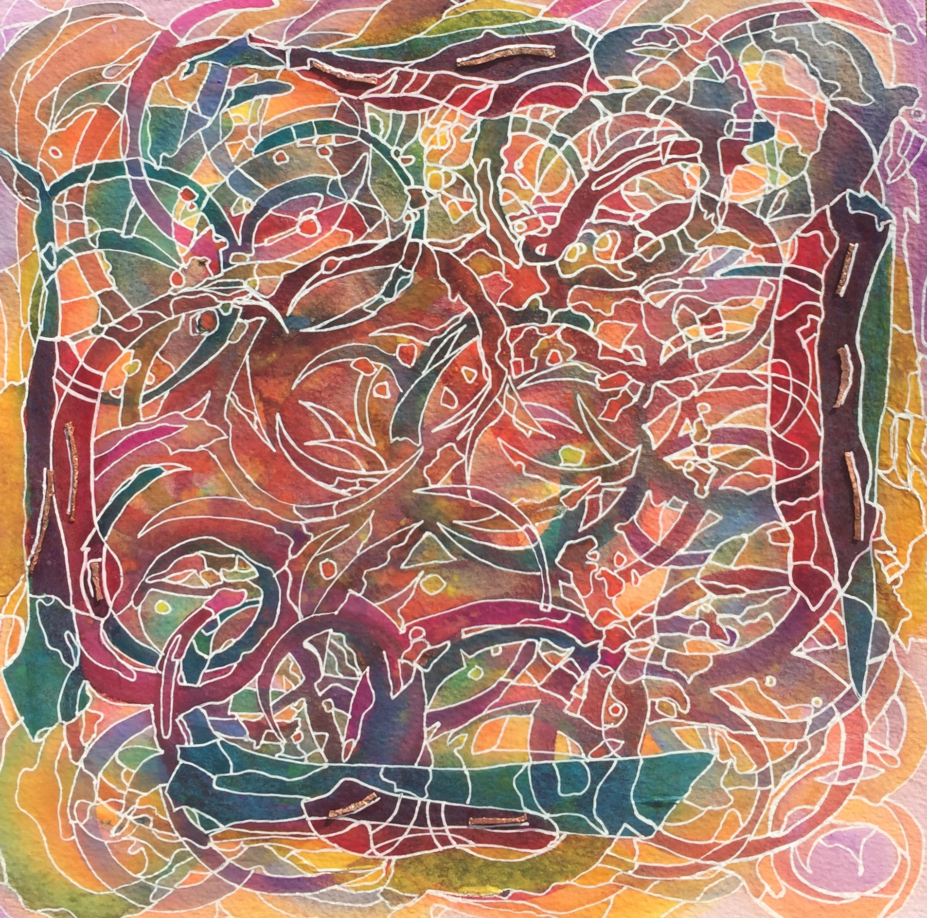 "Swivel" mixed media 11 x "11 FOR SALE $125.00
