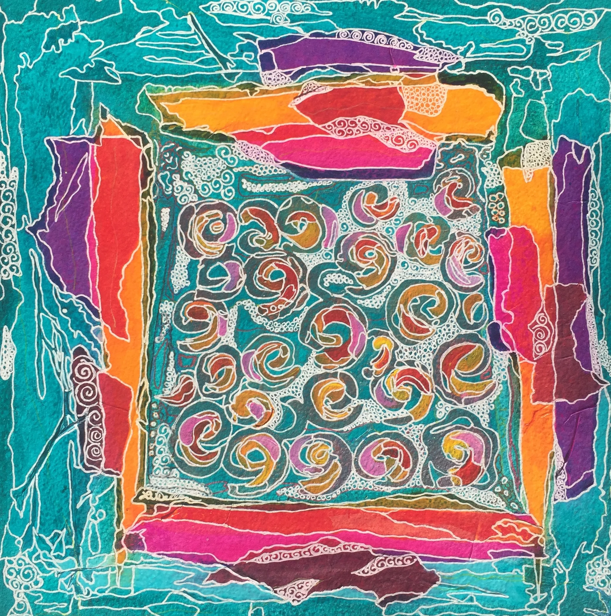 "Floating" mixed media 10x"10 FOR SALE $125.00