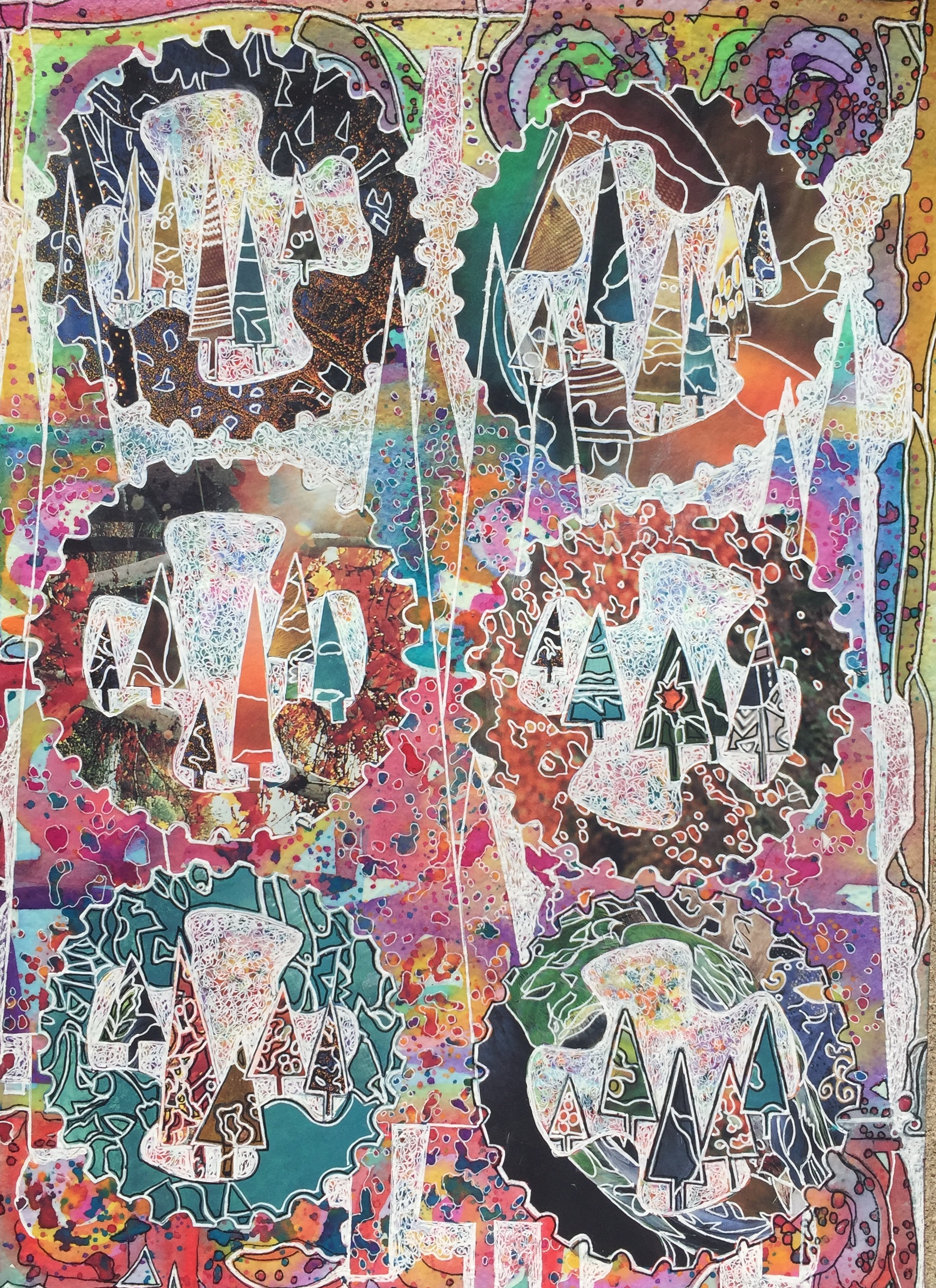 "Spinning Through The Forest" Mixed Media 15 x "11.5 Donation: Big Brothers And Sisters
