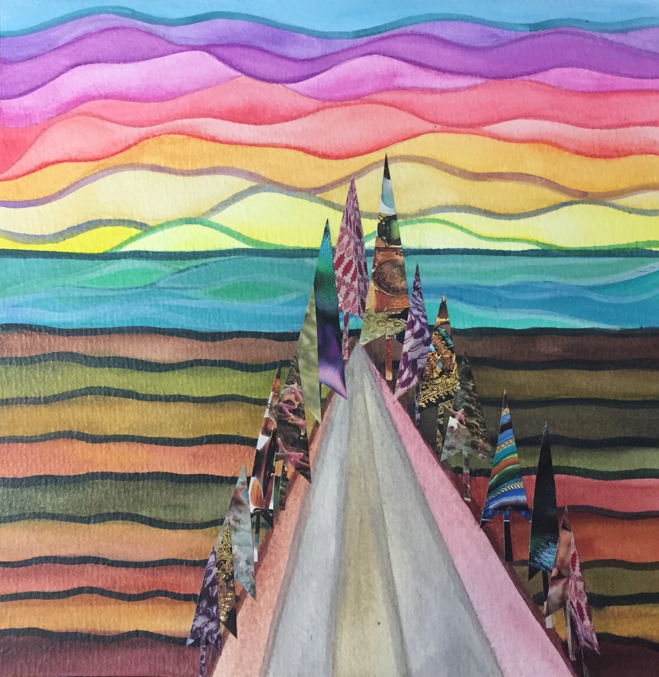 "Oklahoma Sunset Over The Plains" mixed media 12 x "12 SOLD