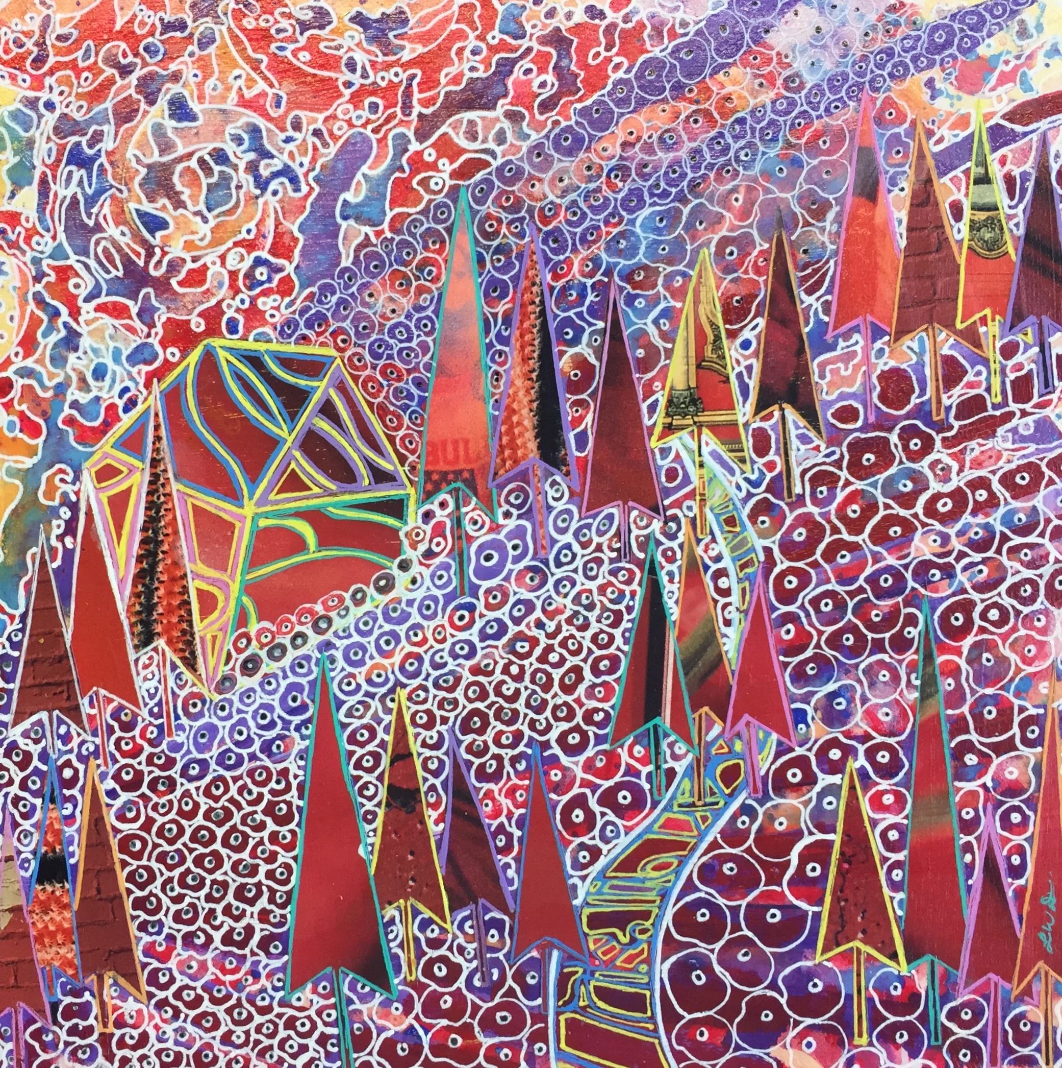 "Poppies Blooming Everywhere" Mixed Media 8 x "8 FOR SALE $275.00 @ SeaDragon Gallery SOLD