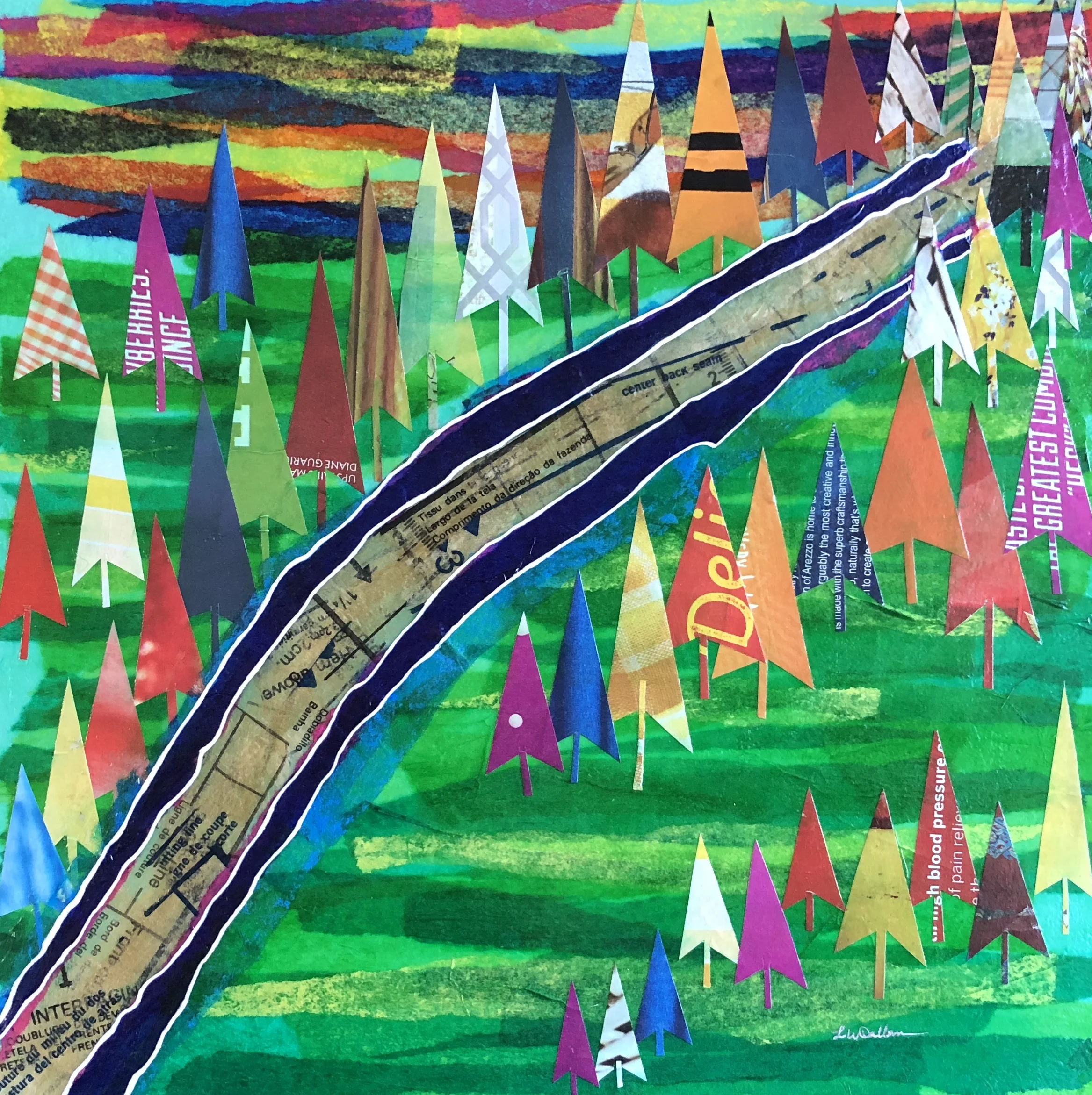 "Blue River"#1 Mixed Media !2x"12 Sold