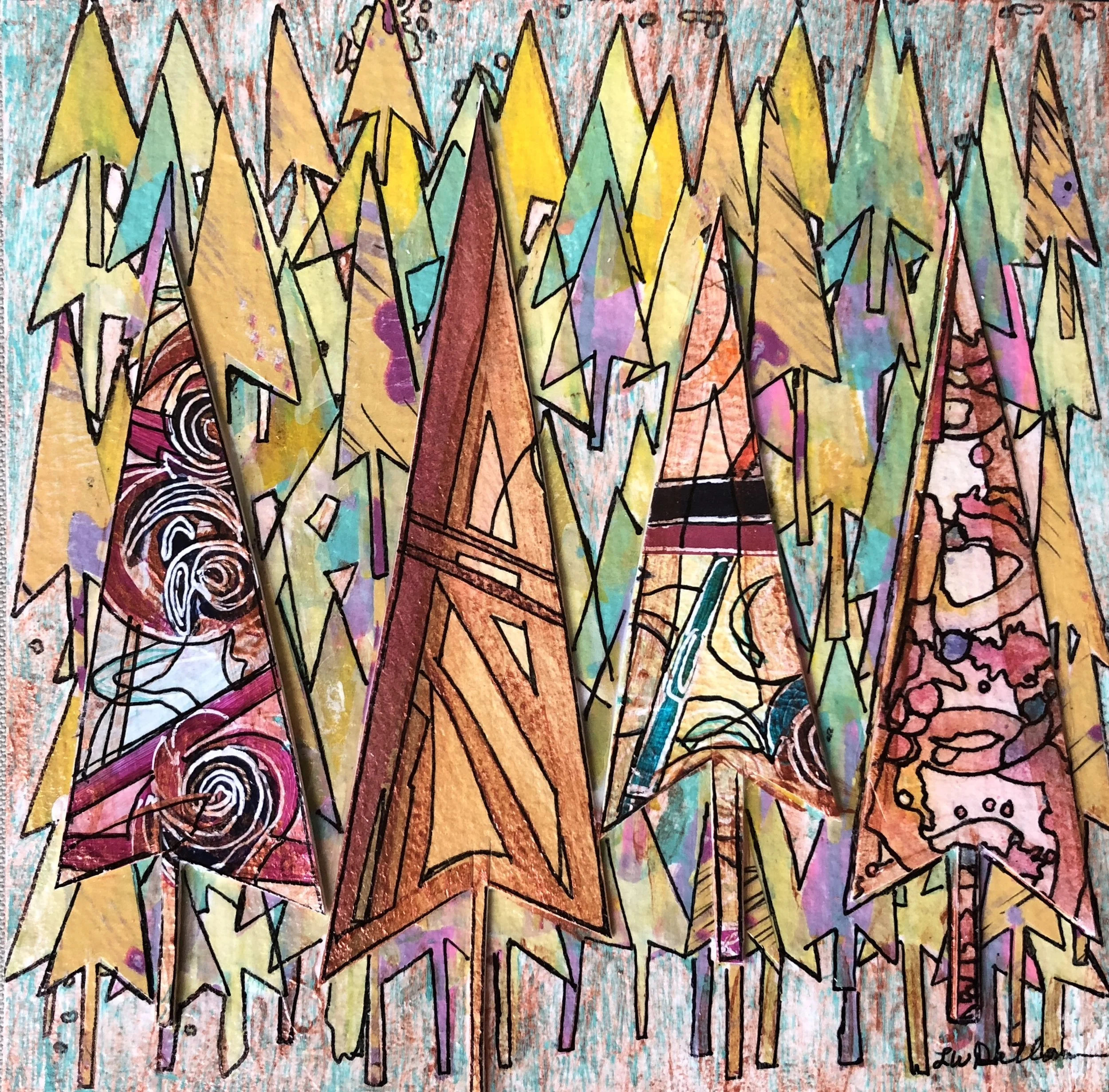"Within" Mixed Media 7 x 7" For Sale