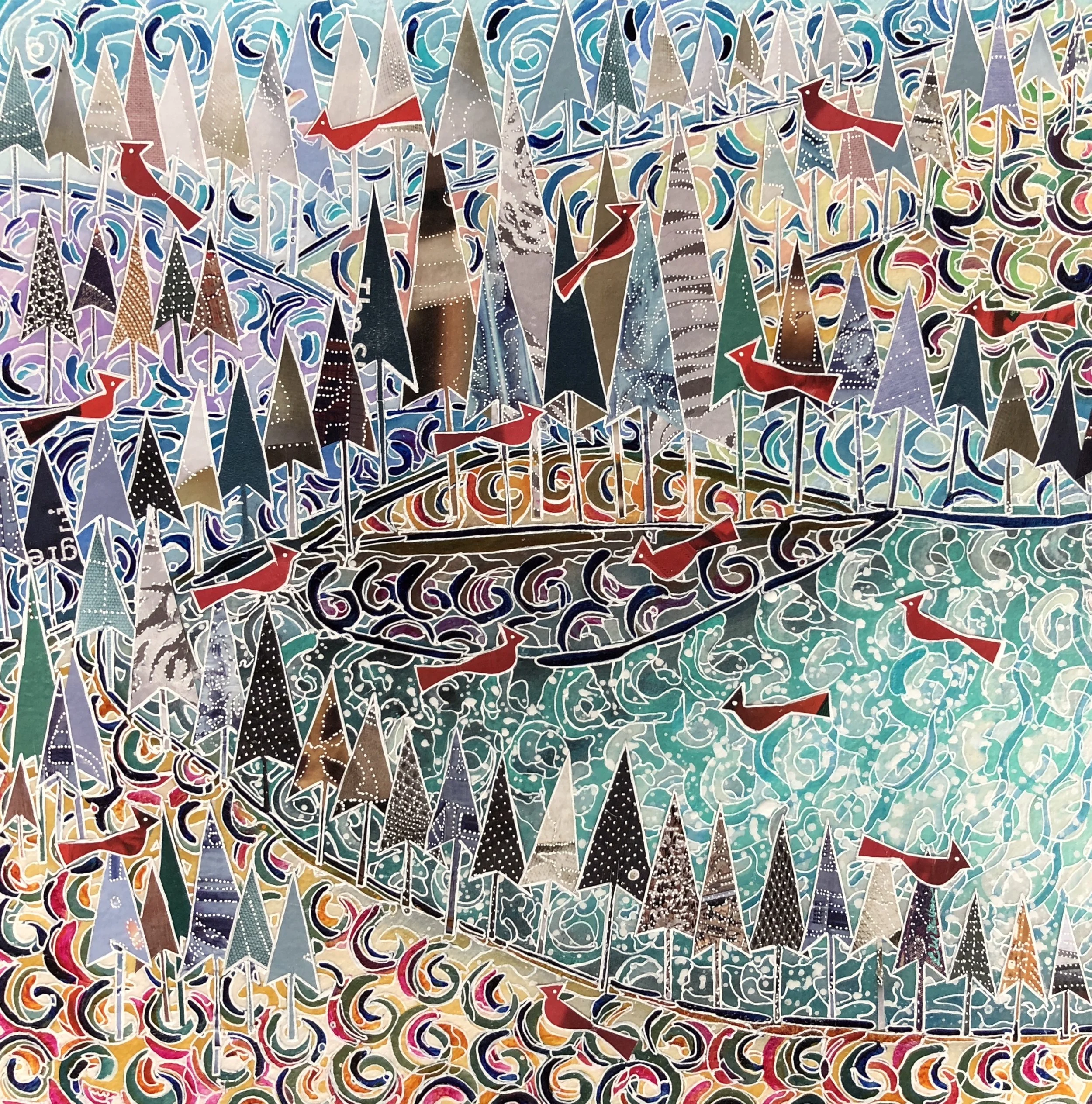 Winter Soltice#4 Mixed Media 12 x 12"