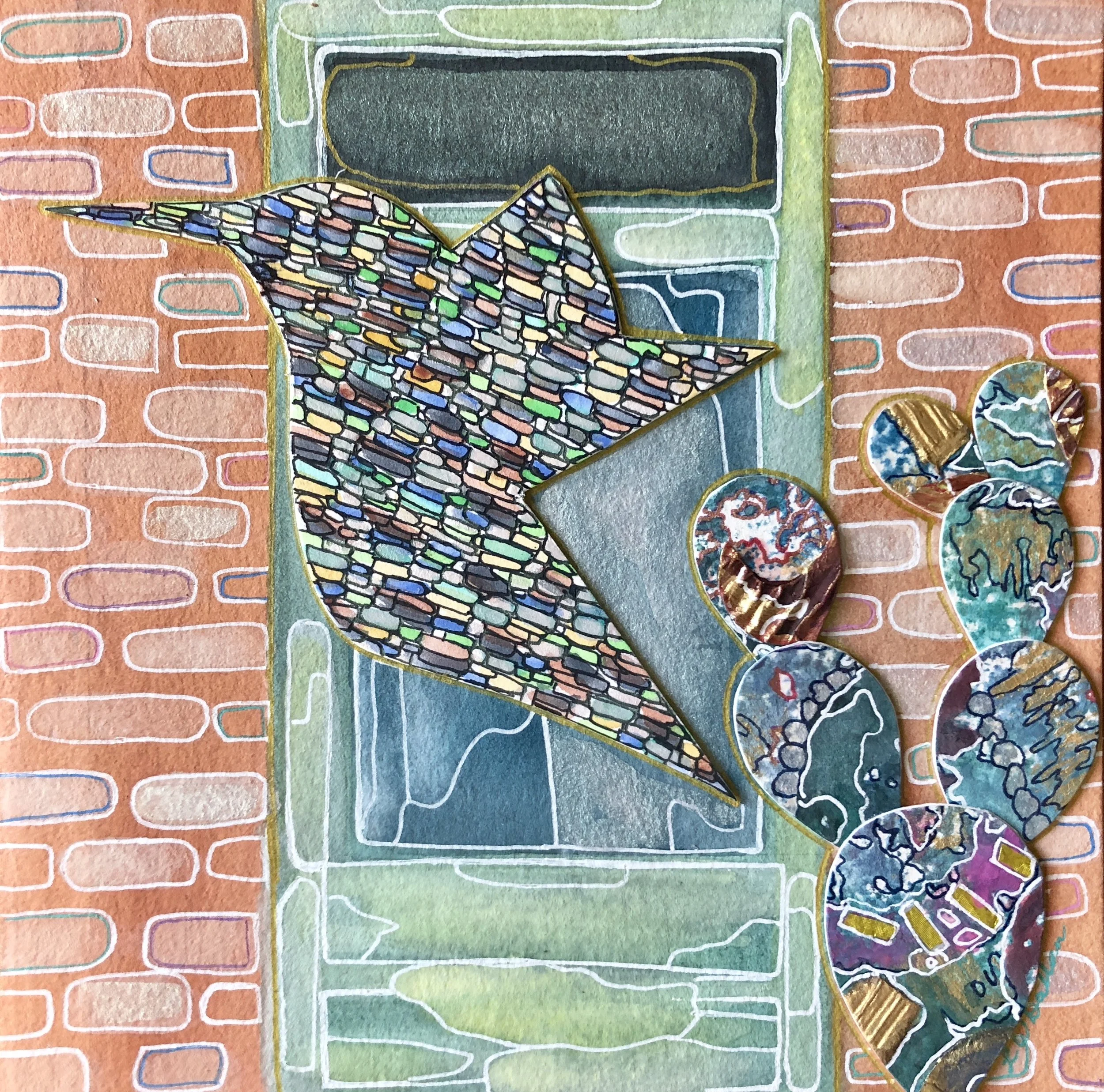 Old Door Mixed Media 8x8"