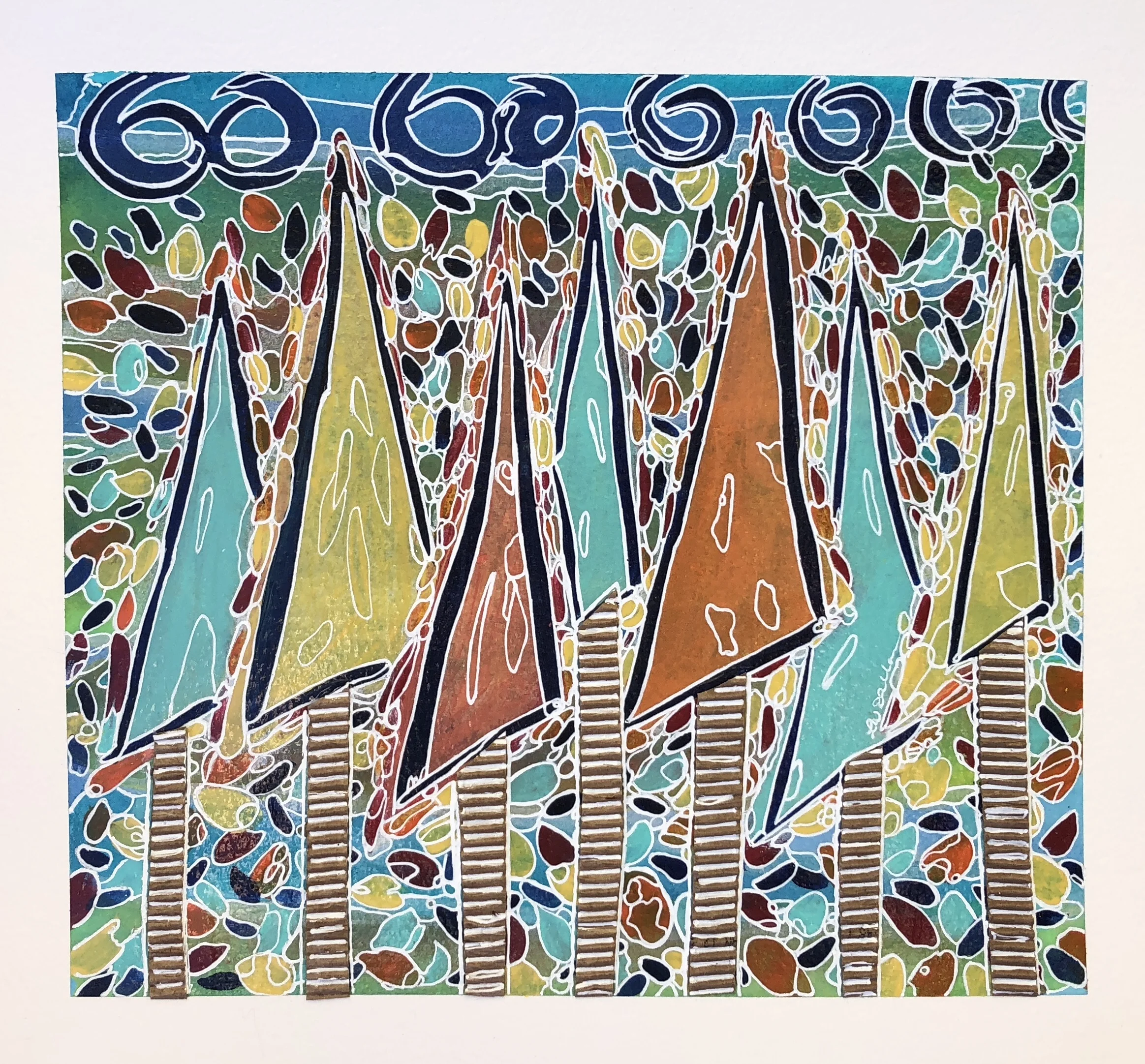 Falling Leaves Mixed Media 11x10" For Sale in my shop