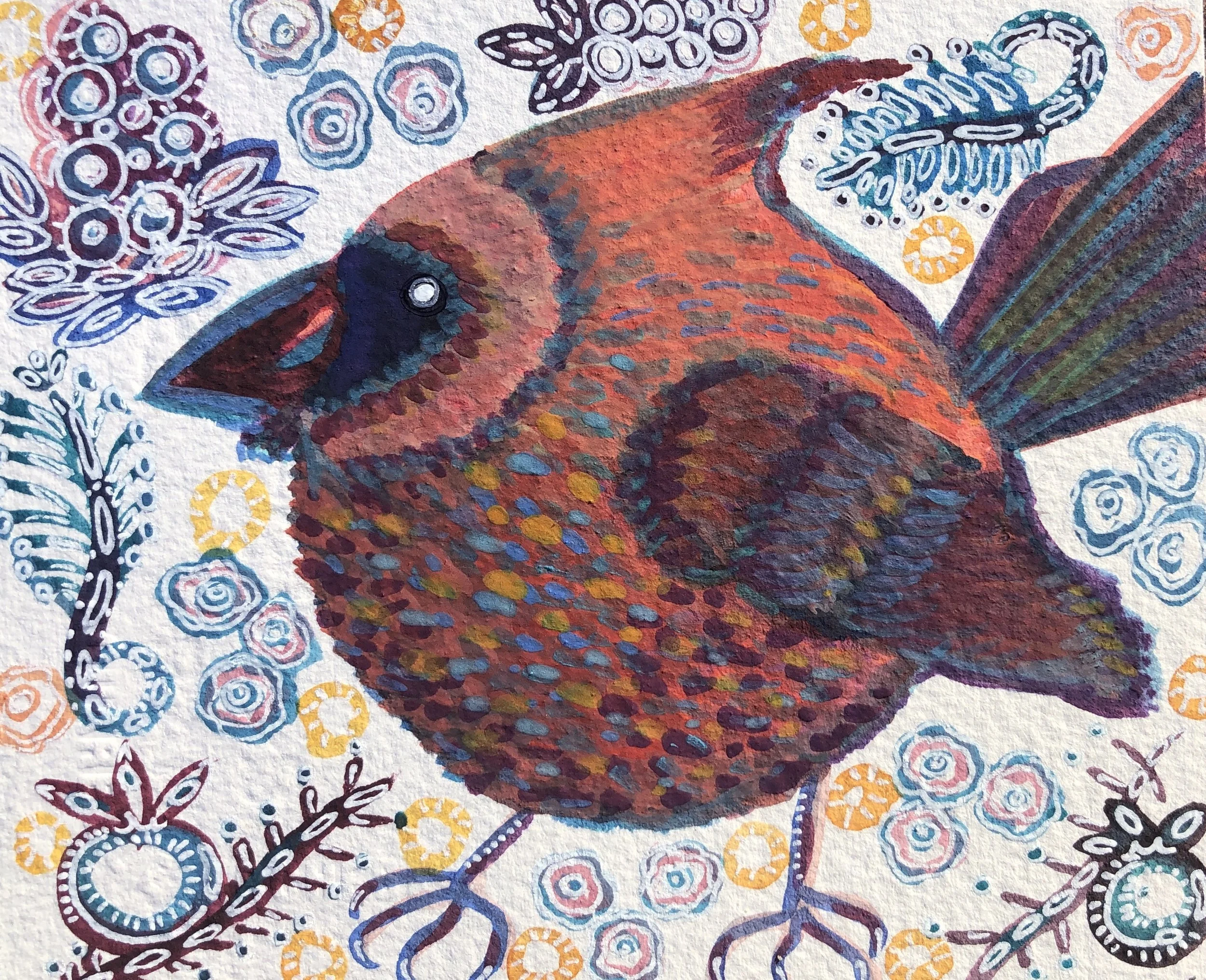 That Chirping Guy Mixed Media 5.5x5" For Sale in my shop