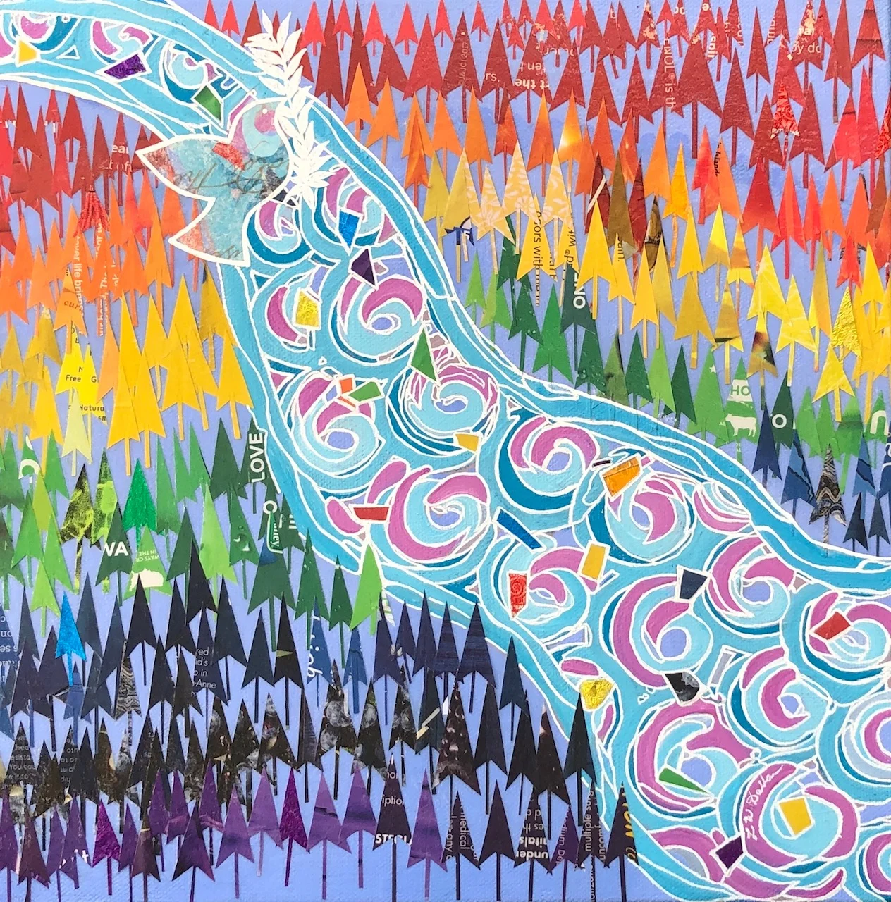 An Inclusive Rainbow Forest Mixed Media 12x12" OVAC Donation 2019