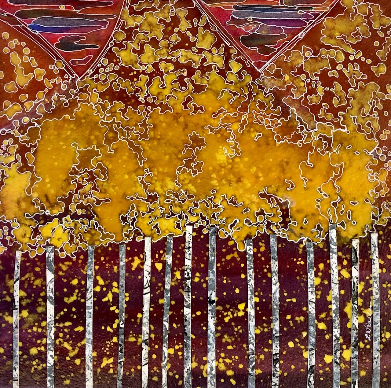 Aspens #3 12x12" Mixed Media For Sale