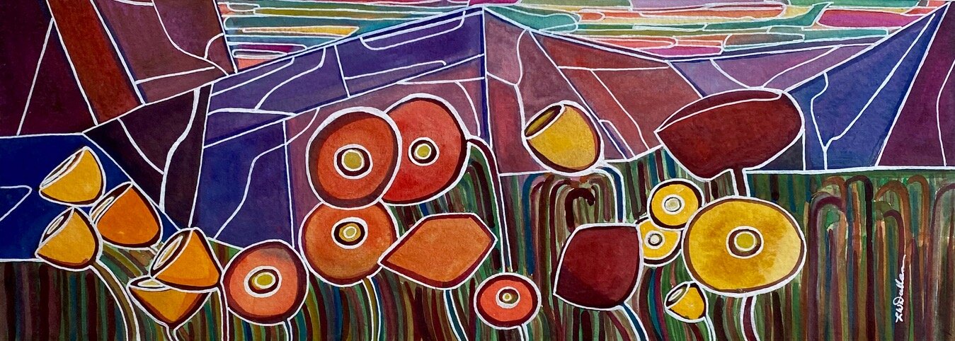 The Mountains are Calling watercolor and ink 15x5.5"