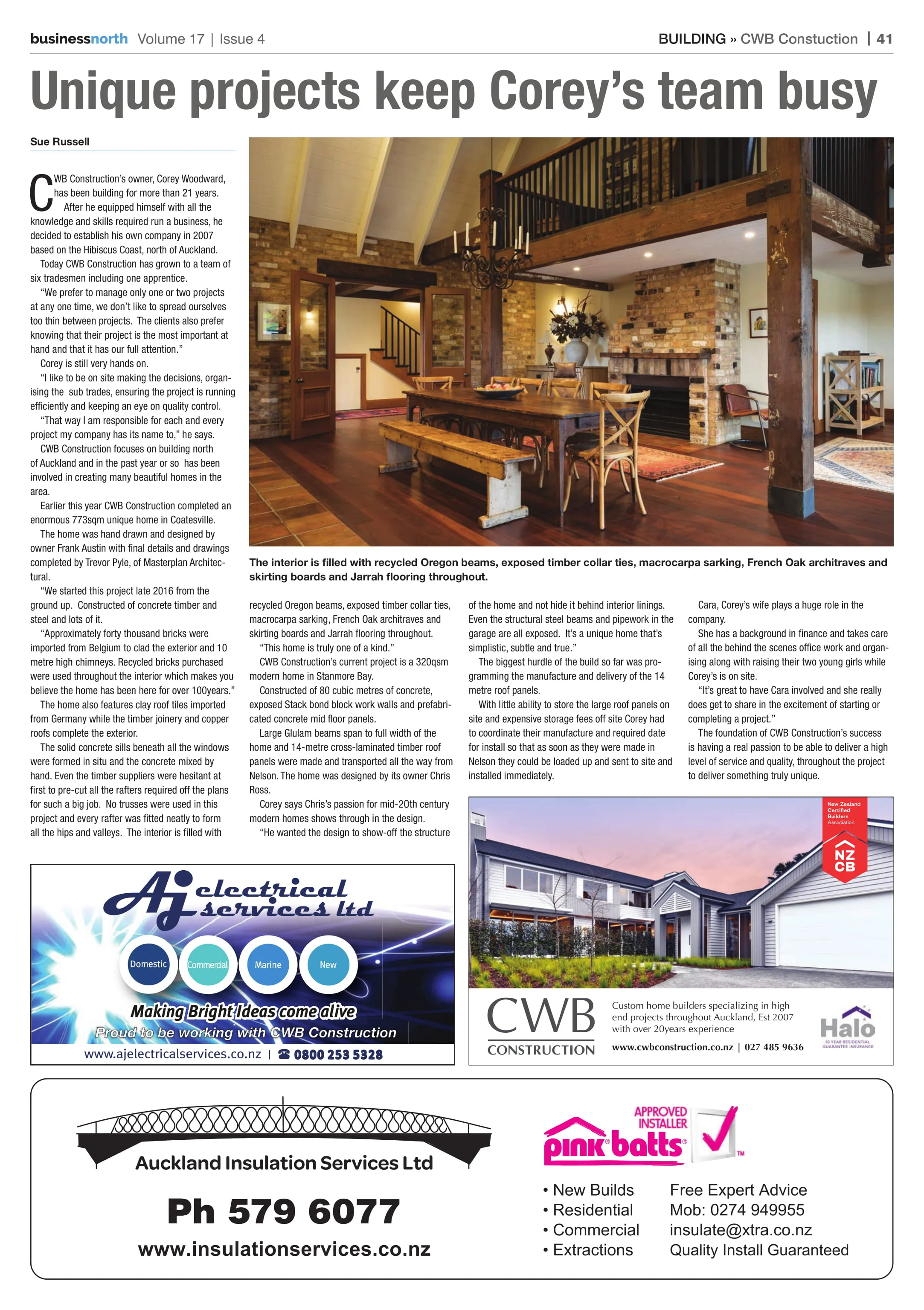 The Coatesville Residence was recently featured in Business North - Sept 2018
