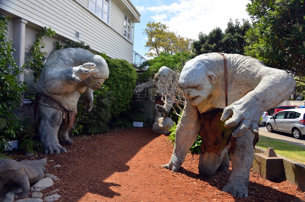 These nice guys greet you out front. Stupid people pose next to them doing stupid things.