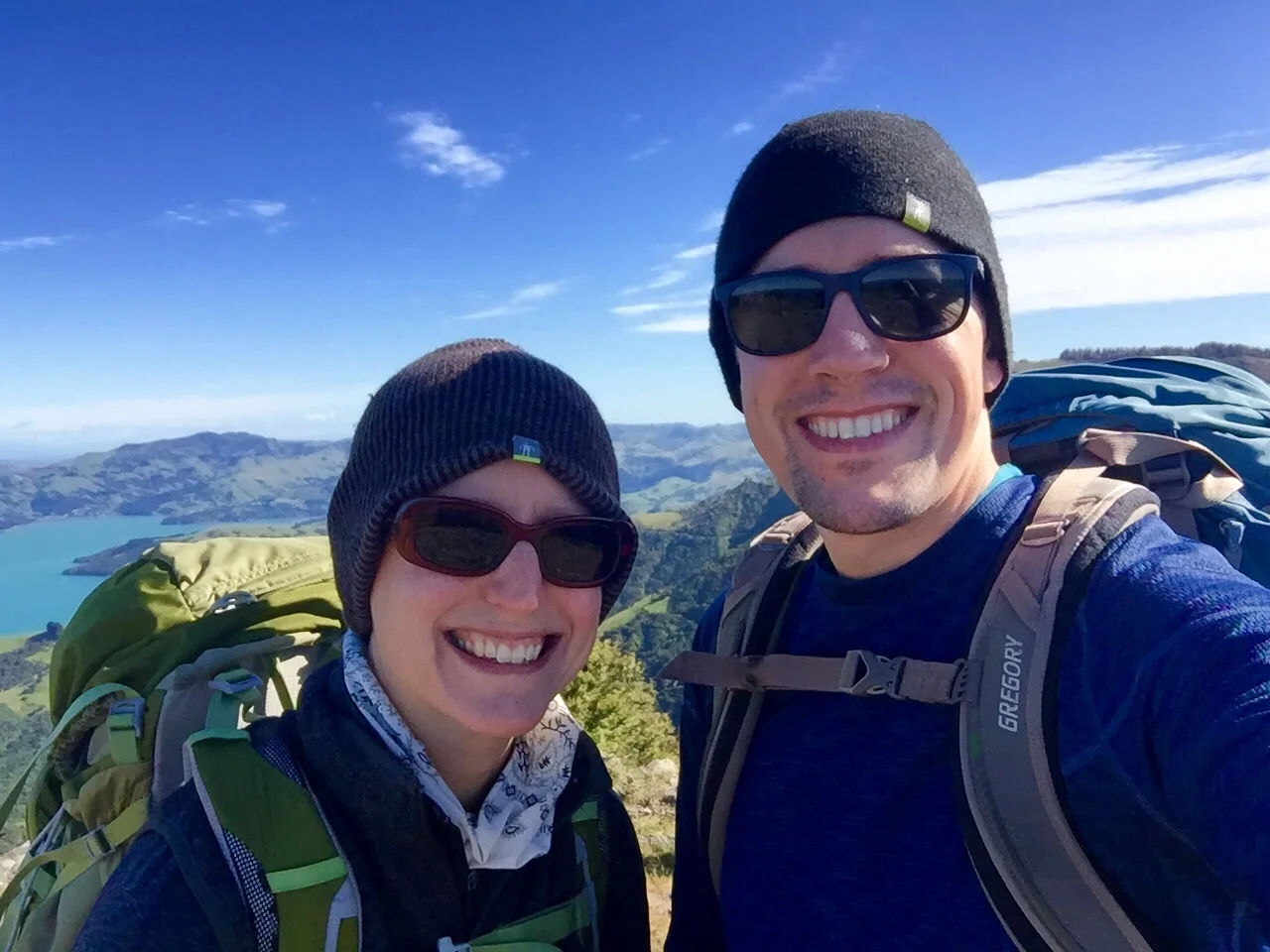 We walked up an old volcano hill with packs on.  