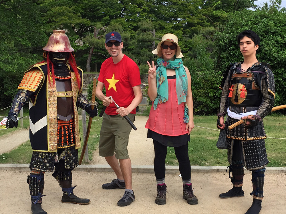 And there are ninjas and samurai hanging around to play sword fighting with. Or make peace with.