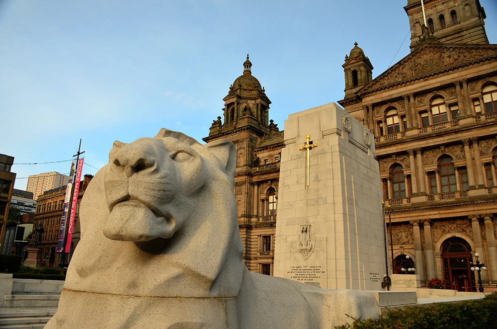 The Cenotaph War Memorial in Glasgow honoring the soldiers of WWI. It's located in the city center. 