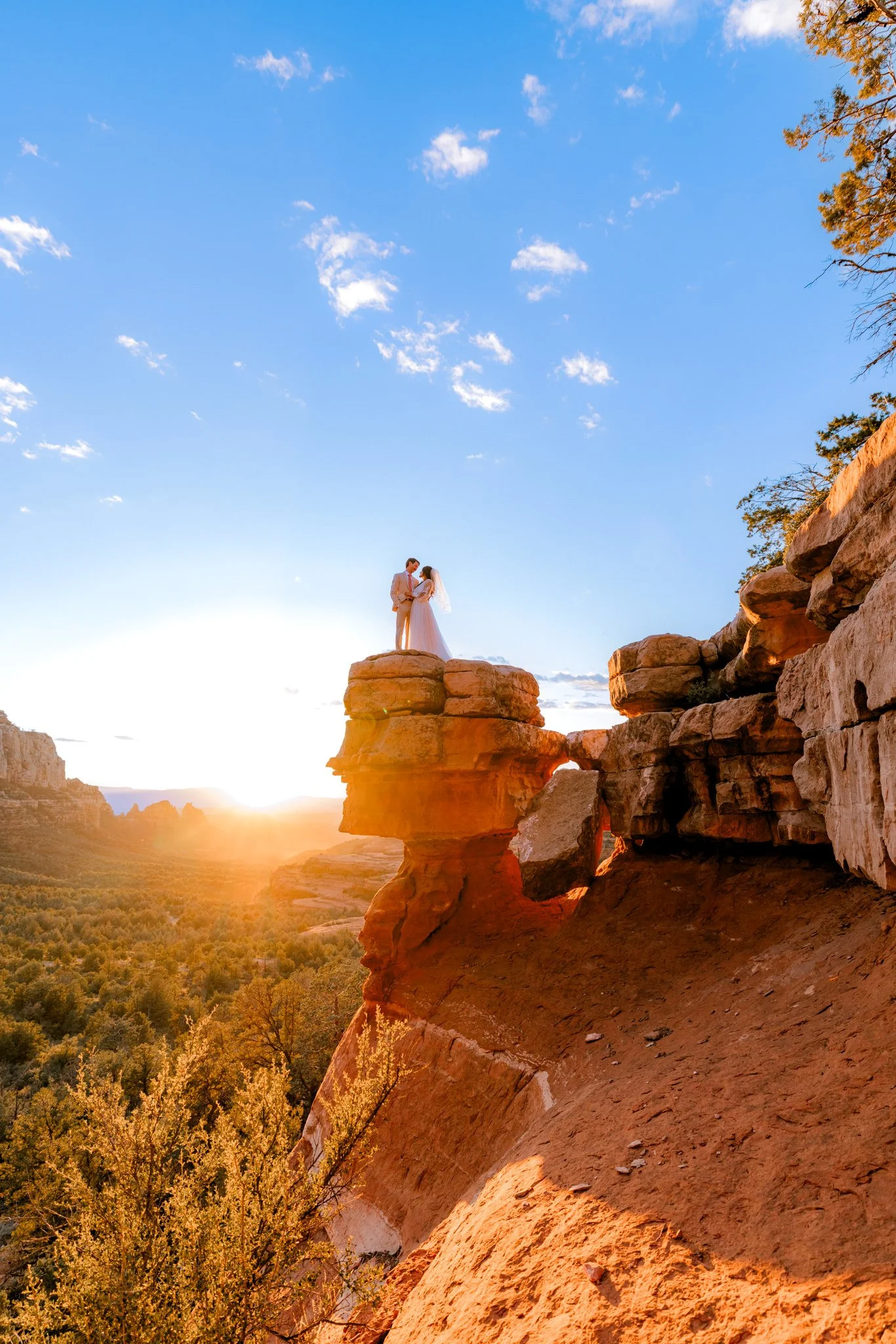 Sunset Wedding Portraits at Merry Go Round Rock in Sedona, Arizona