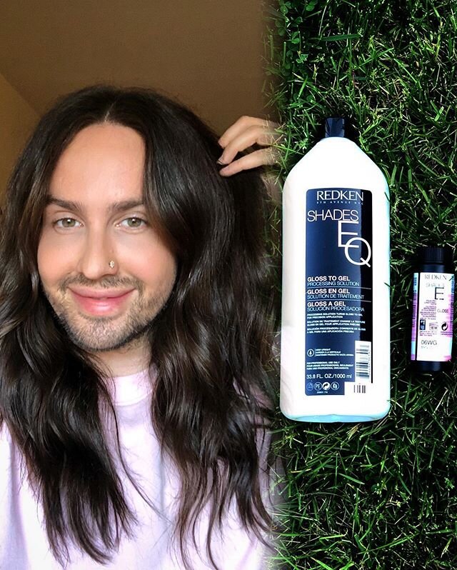 Yes I went brunette and I love it! I used  @redken shades eq of course and I&rsquo;ve had requests for the formula so here it is. 1 oz 6n, 1 oz 6nb, 1/2 oz 6gg, 1/2 oz 5g and 1 oz 6wg mixed with equal parts gel to gloss processing solution. I used a 