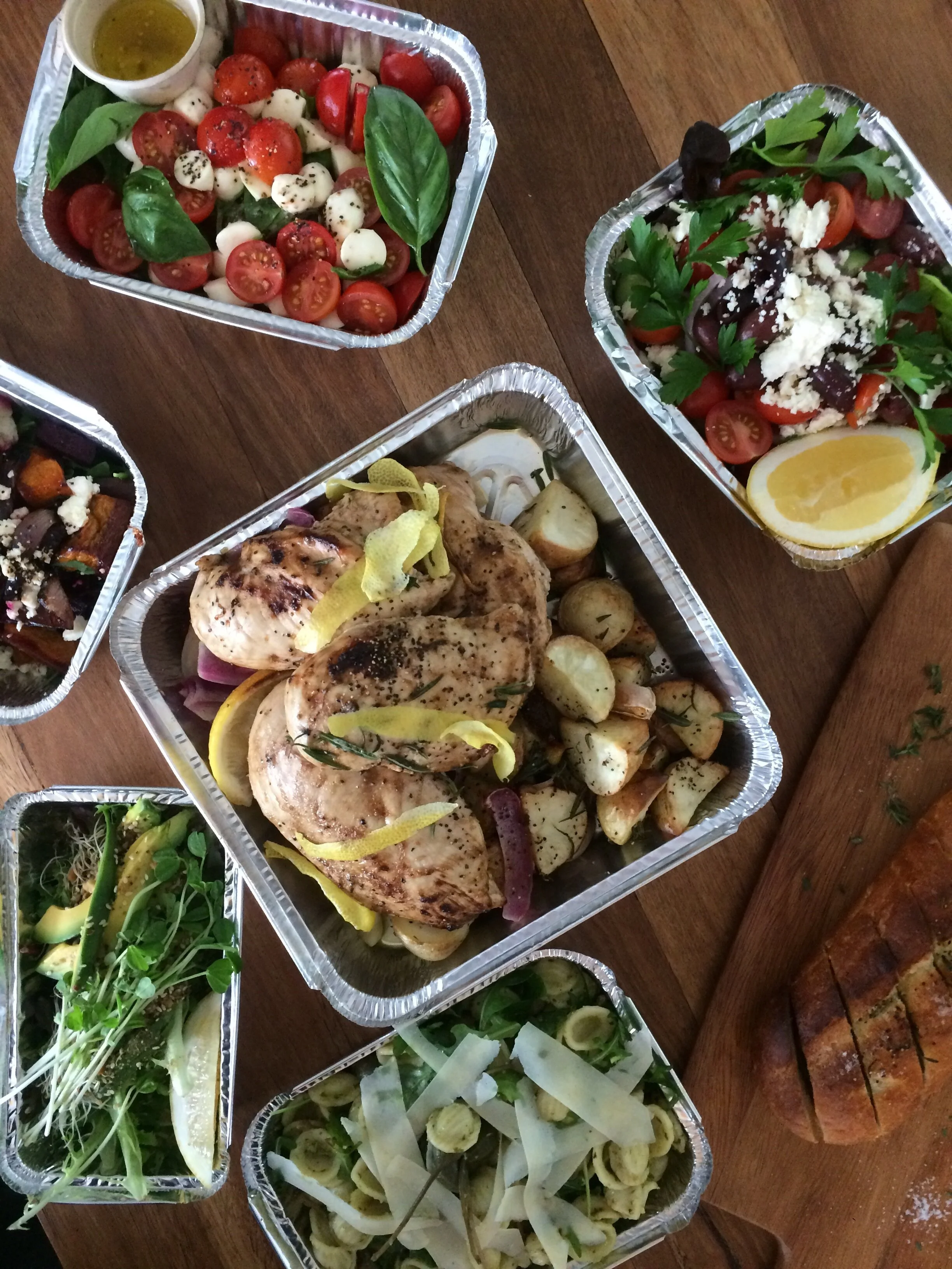 Jasmine Greens Park Kiosk Roast chicken breast with preserved lemons &amp; rosemary baked potatoes (gf) with side salads