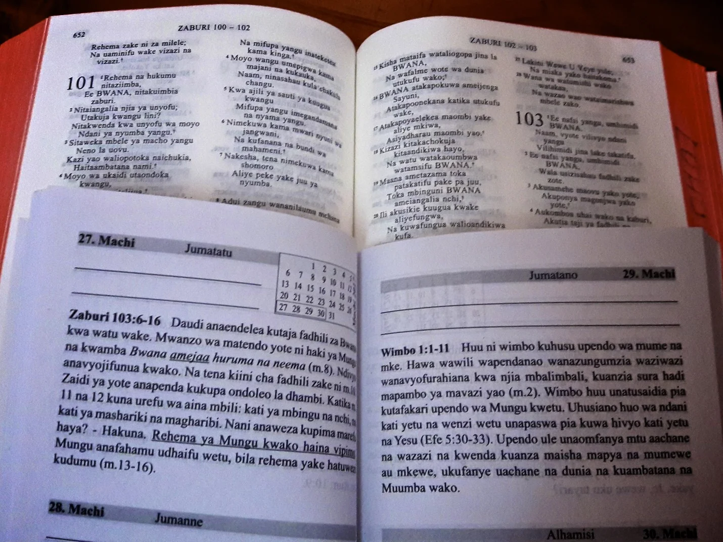 Mpango wa kusoma sehemu ya Biblia ila siku pamoja na maelezo juu ya somo hilo.