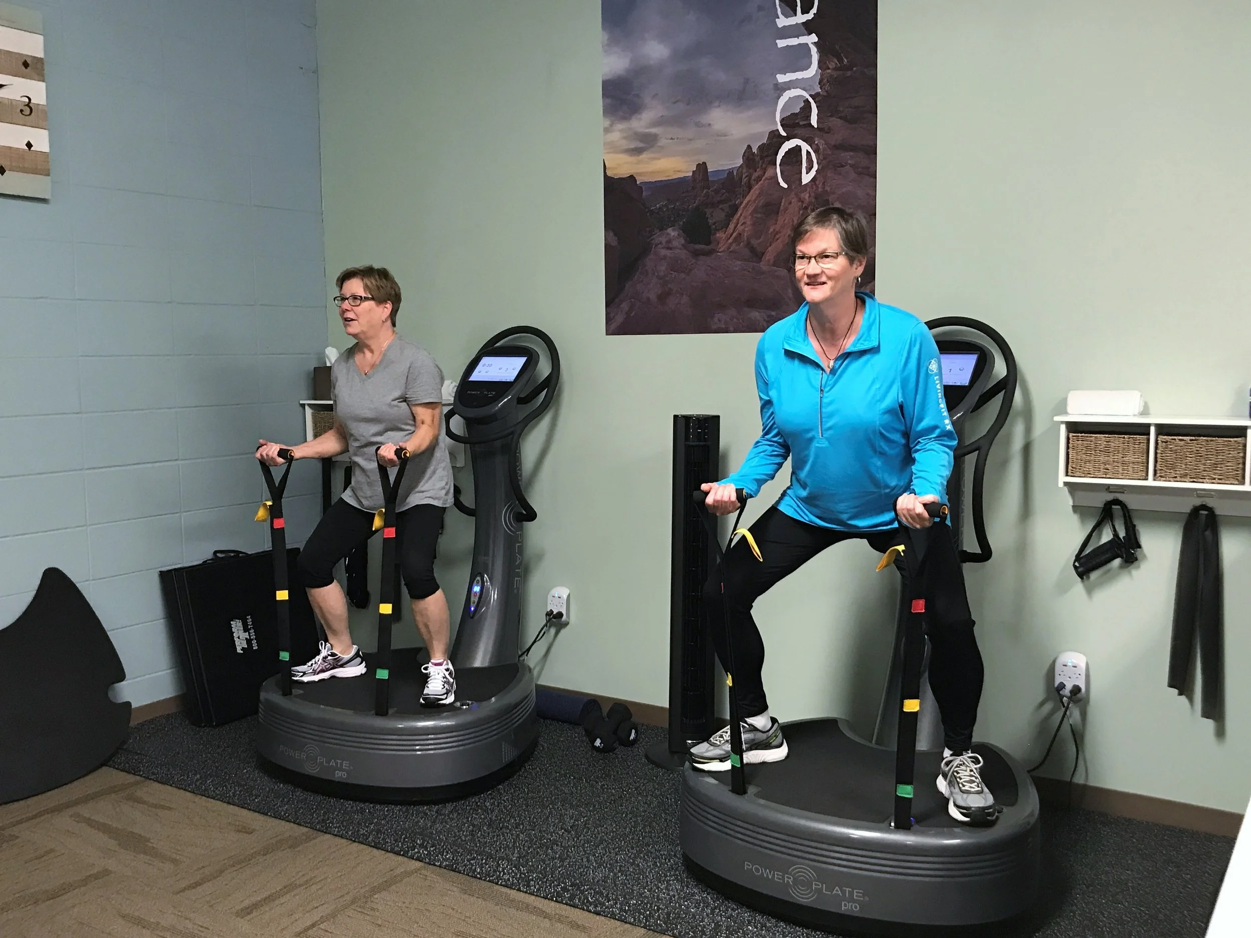 Clients working on Power Plate
