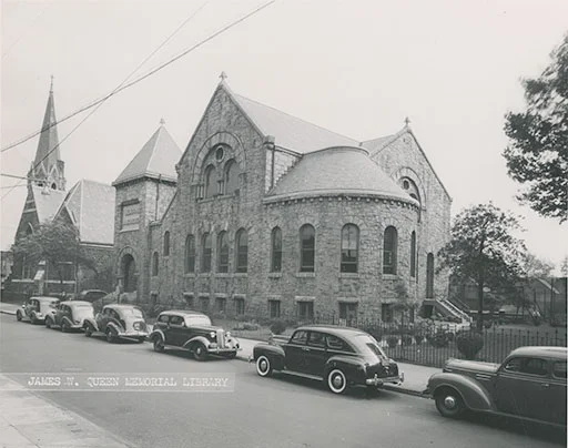 Opposite exterior view of Queen Memorial Branch circa 1940 Photo part of the Free Library of Philadelphia's collection