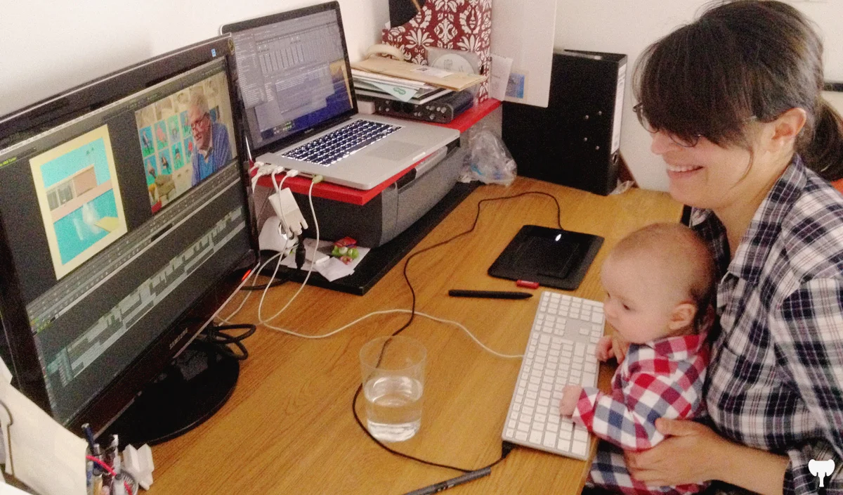 3 month old Tomas helping me finessing a nice little edit job in the old study