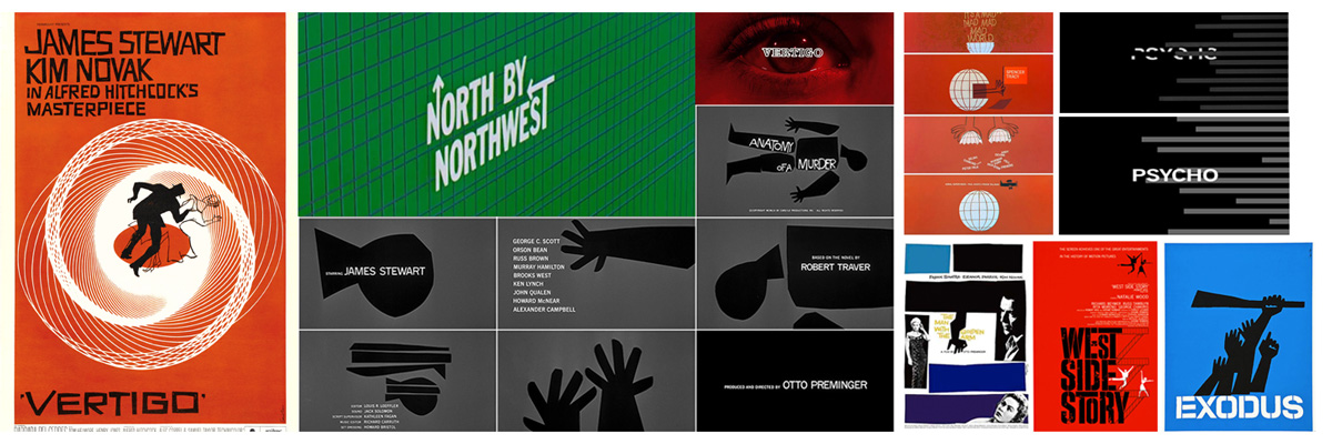 Some of Bass' iconic posters and film title sequences spanning his 40 year long career