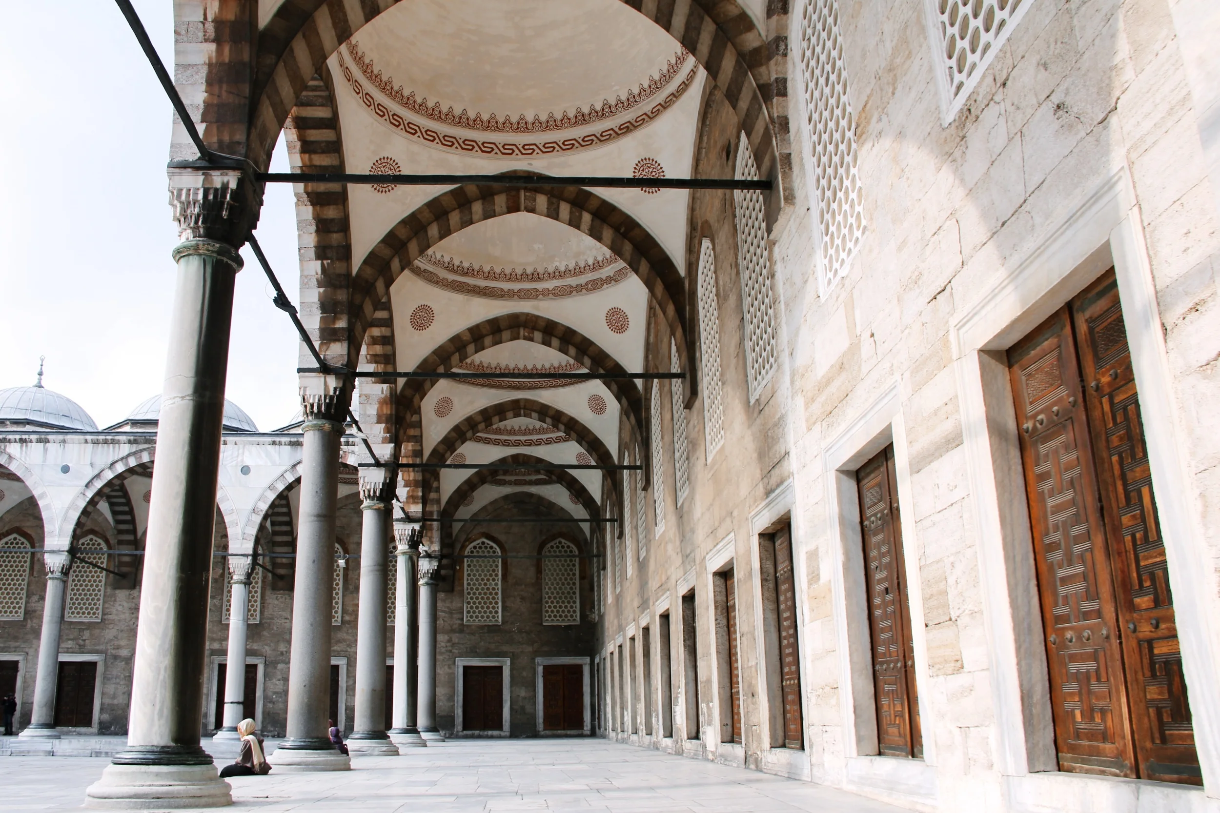 Inside the grounds of the Blue Mosque. 
