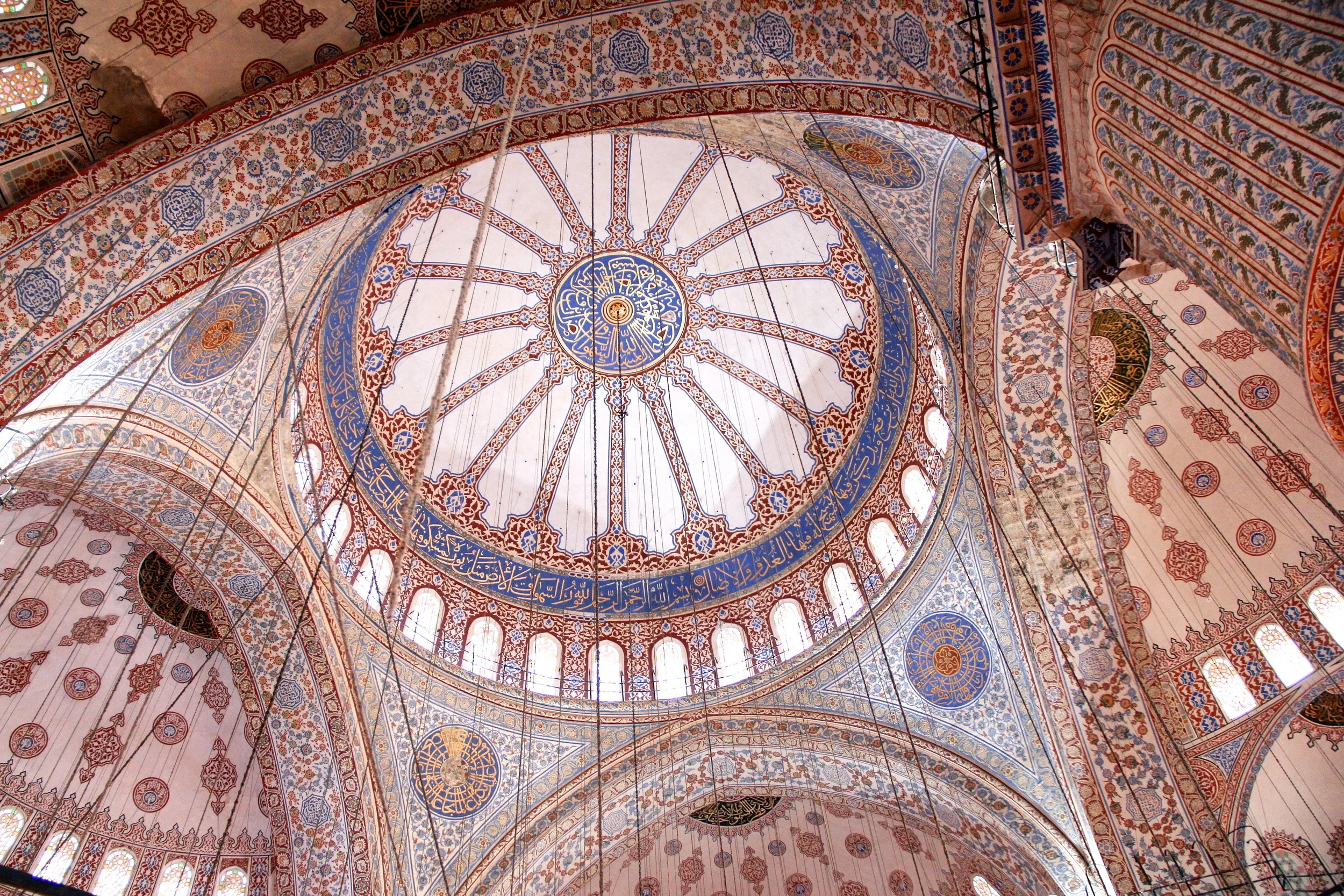 Inside the Blue Mosque. I could have spent hours staring at the intricate patterns and details of the different domes. I can't believe this exists!