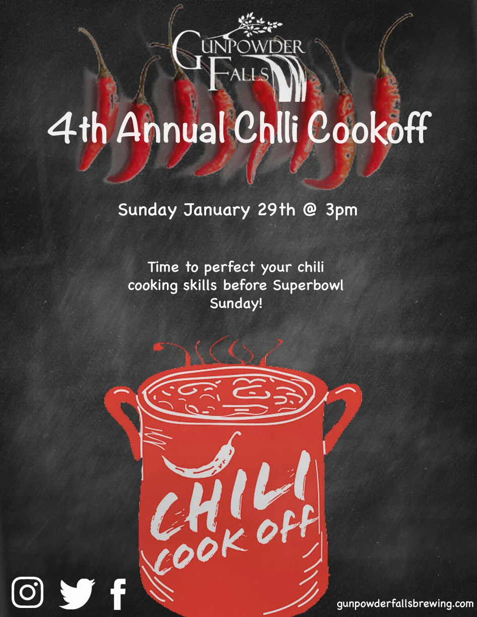 Time to get out your slow cookers and perfect the recipe. It's time for our Annual Chili Cookoff on Sunday January 29th starting at 3pm! There will be 3 categories this year (Red, White, and Game) At time of the event, we will need: Your name, the category you are entering, email, and phone number. Prizes will be awarded for best tasting chili in each category. You will need to bring your own crock pot. The amount you bring is up to you. We do, however, suggest at least 2 quarts (more is always welcome) so there's enough for sampling by everyone in attendance! Tell your friends, tell your family...the more chili, the merrier!