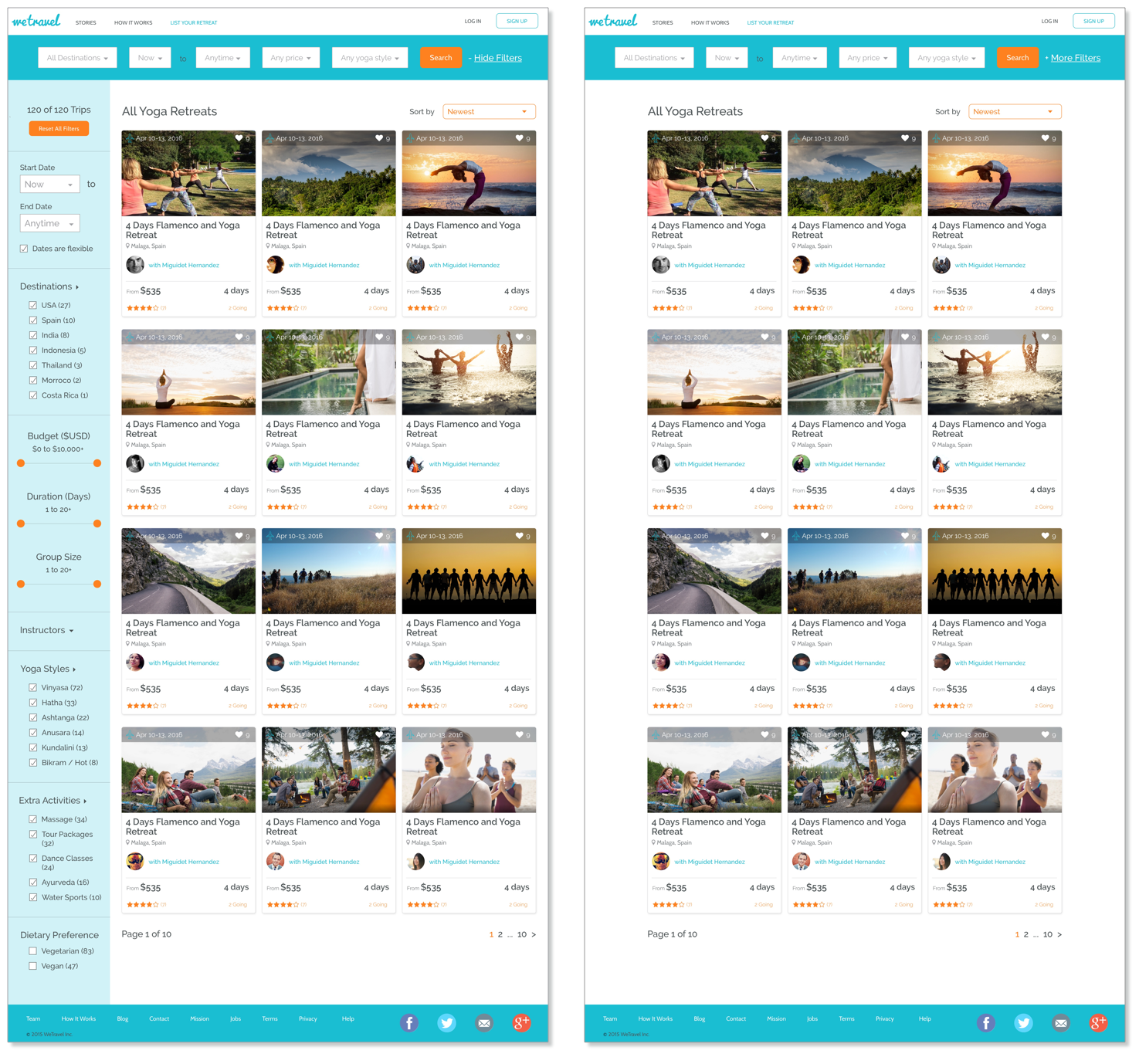 Trip Listing Page with Filter / Sort Functionality