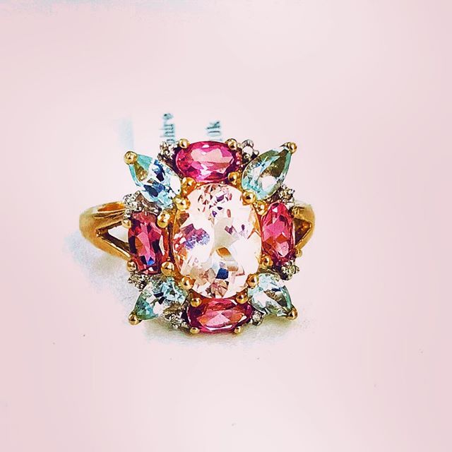 When you keep seeing the same things over and over again. It&rsquo;s time to add something fun and new like this couture gemstone ring  #kunzite #aquamarine #pinktourmaline #jewelrypie #jisexchange #designer #ring #gemstone #jcklasvegas