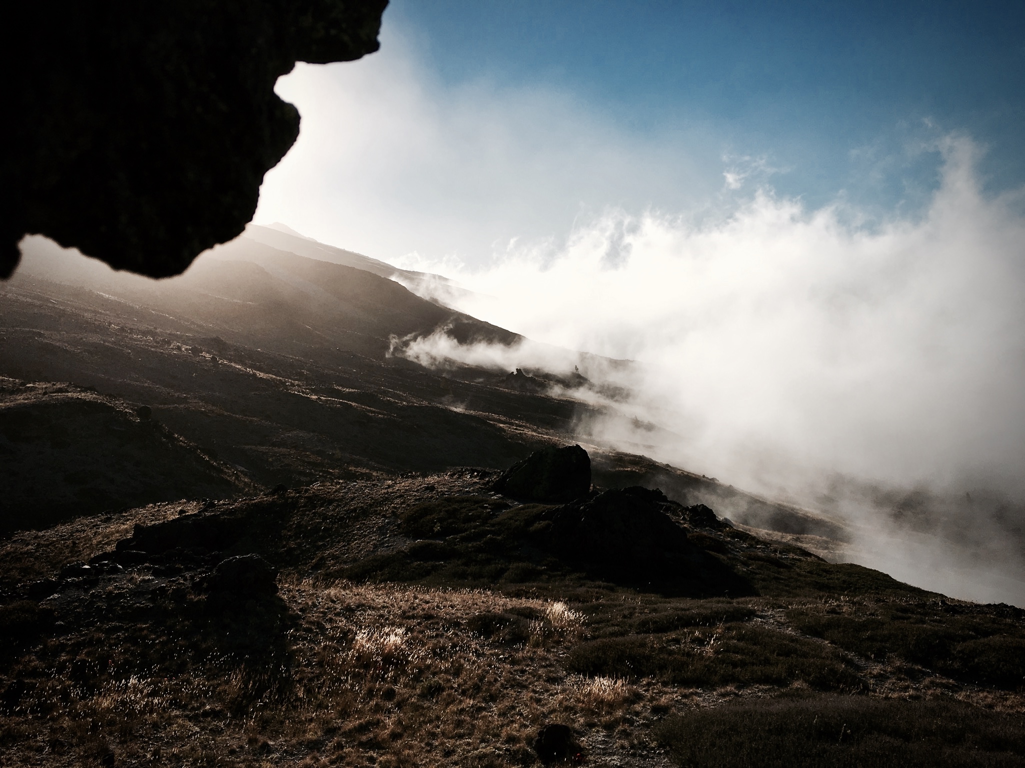 Clouds rolling in on Dustin and Chris. Photo Chris Murray