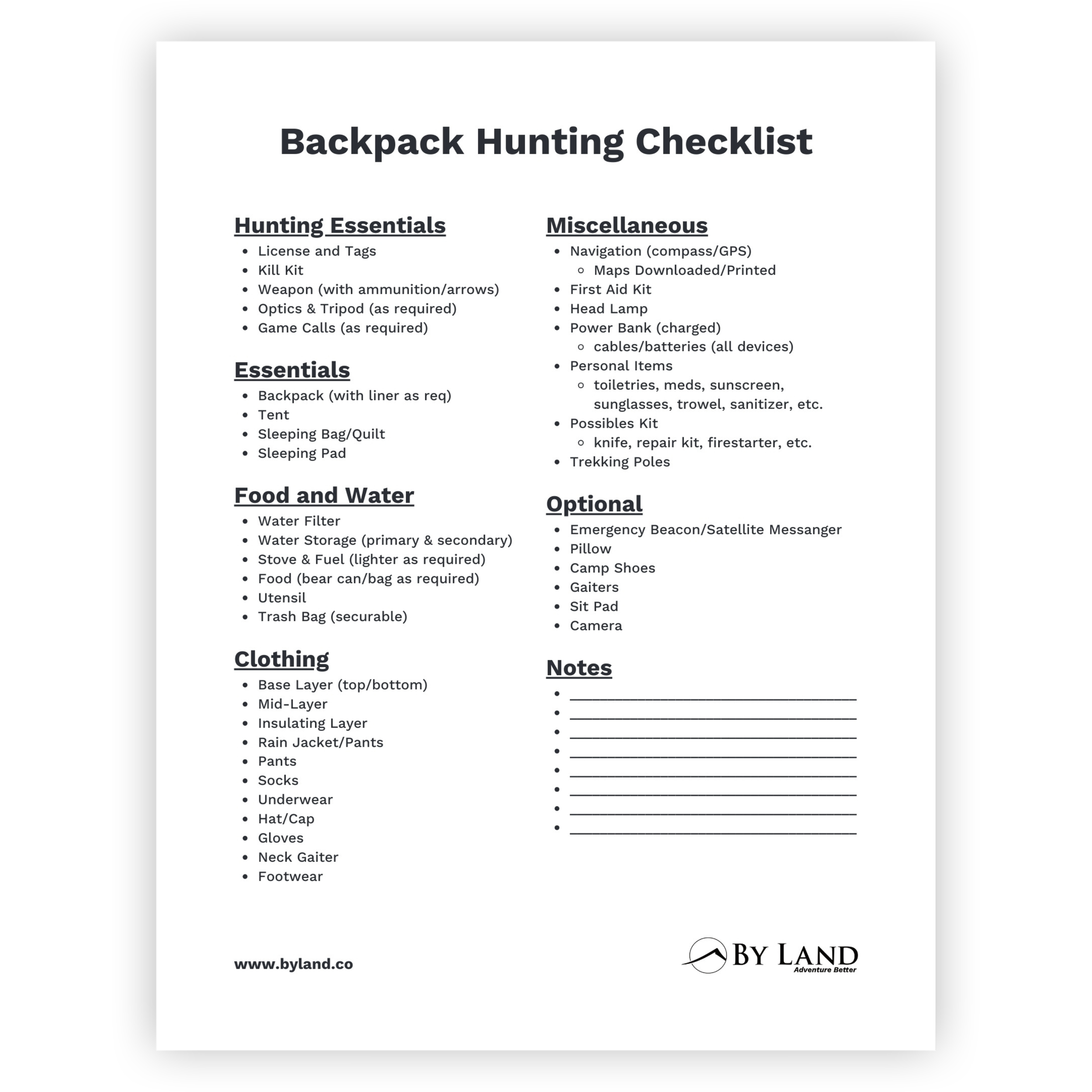 Backpack Hunting Checklist.png