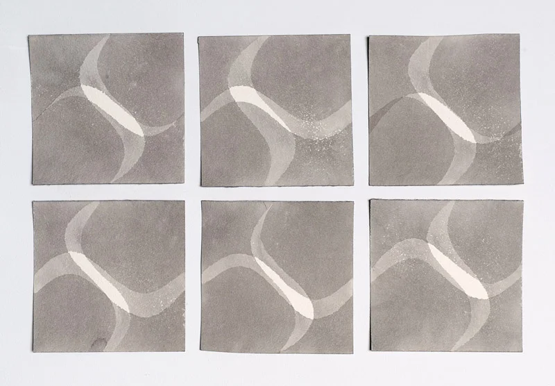   Cylinder-plane intersection, 4-dip, 4-way, dry in between, 6ct , 2013, Ink on paper, 8 x 6 in., 20 x 15 cm. 