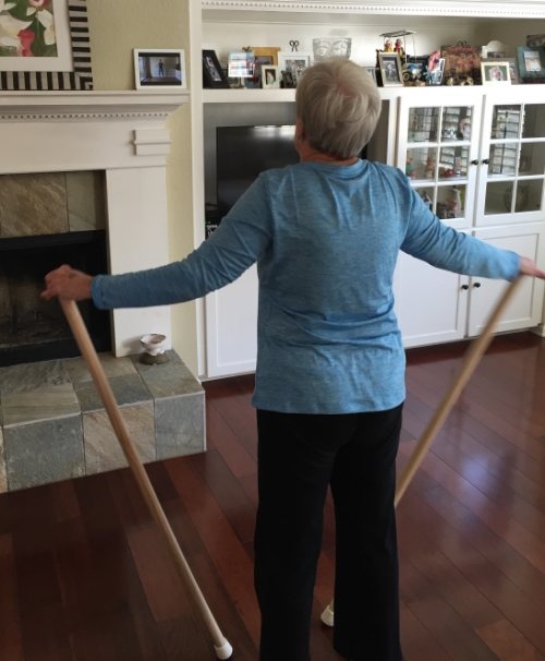 One of my clients, Jennie, working out with the poles.