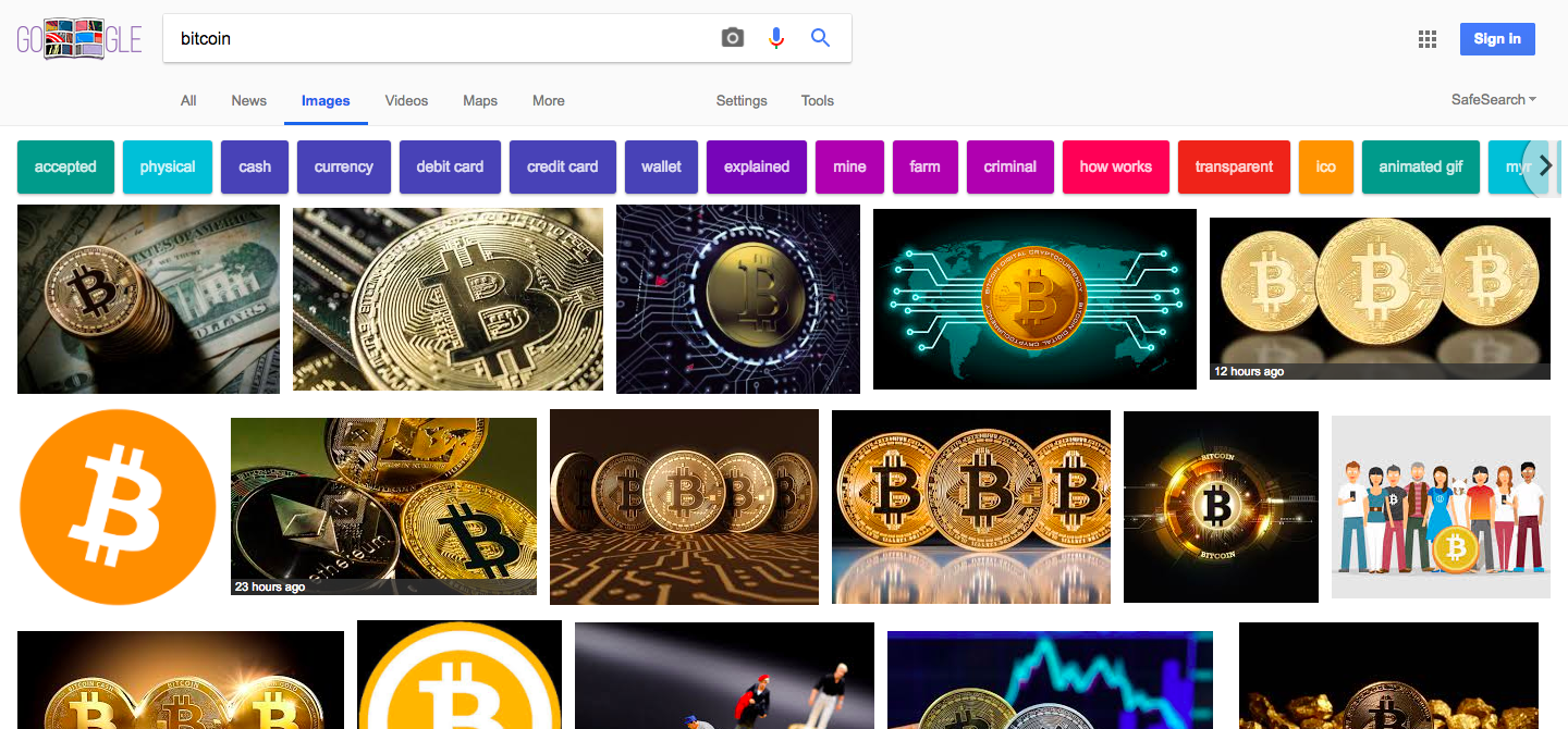 The first images you see when you Google search "bitcoin"