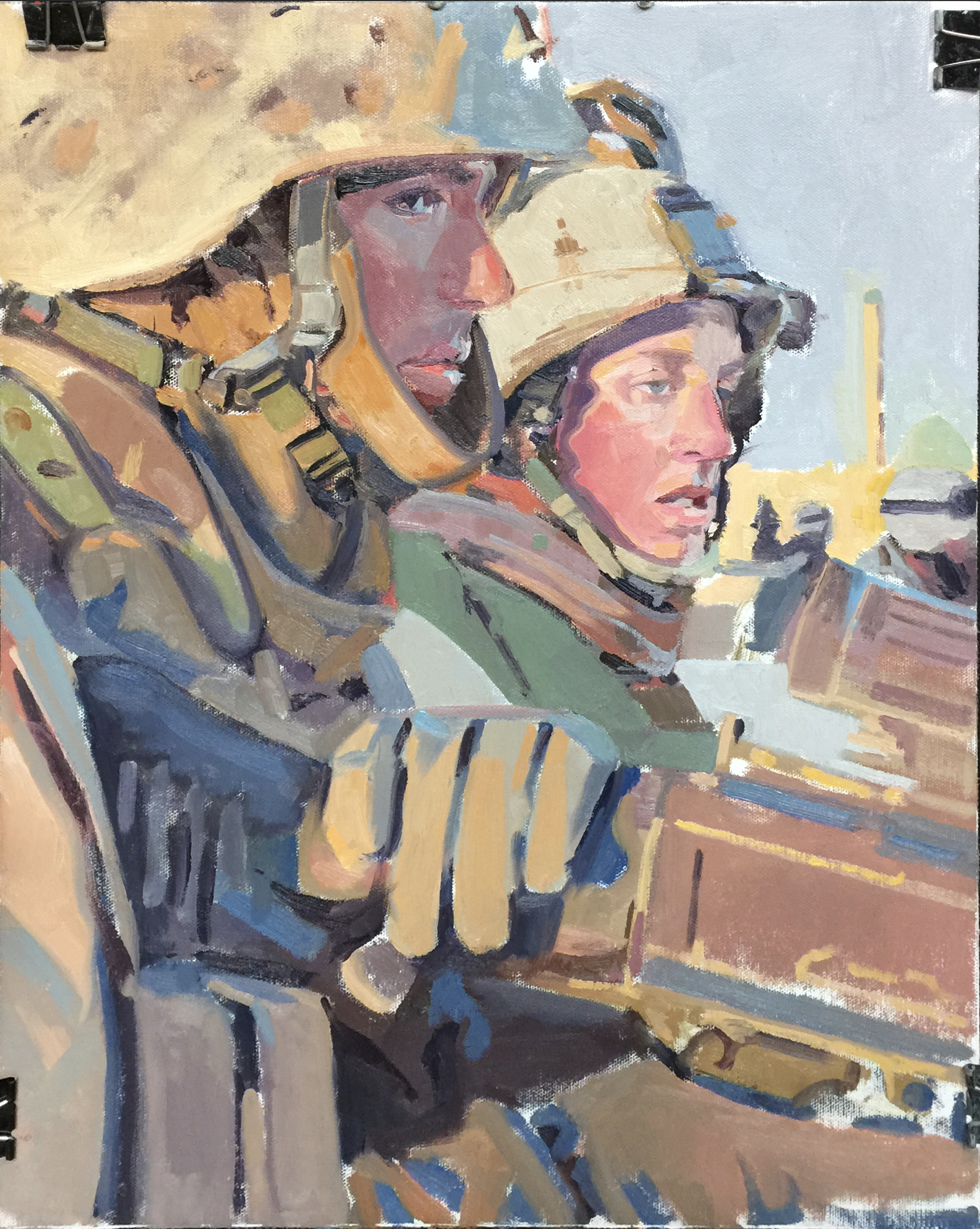 Leary and Deeds -- Painting by John Deckert from a photo by and courtesy of WO3 Michael D. Fay, USMC (ret)