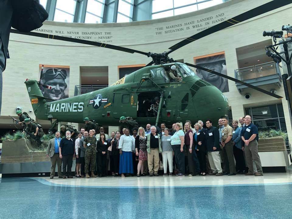 Leatherneck Gallery in front of the Vietnam tableau. Attendees of the Combat Art Symposium 2018. — in Triangle, just outside Marine Corps Base, Quantico .